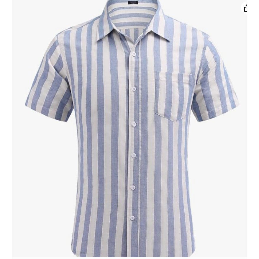 The Unbranded Brand Men's Casual Button Down Shirt Short Sleeve LinenMEDIUM Size US M / EU 48-50 / 2 - 2 Thumbnail