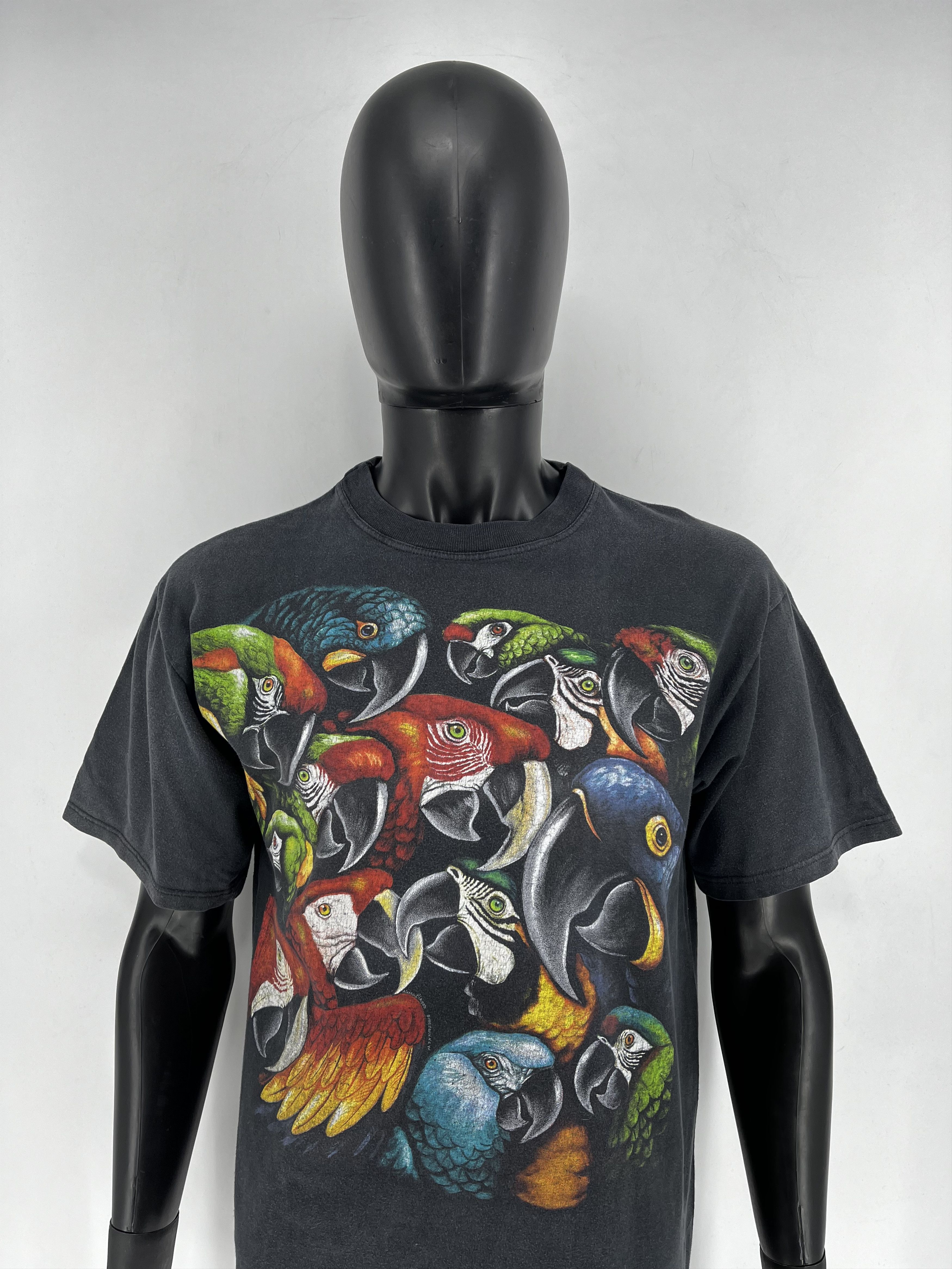 Harlequin Parrots Bird 1994 Black All-Over vintage Rare