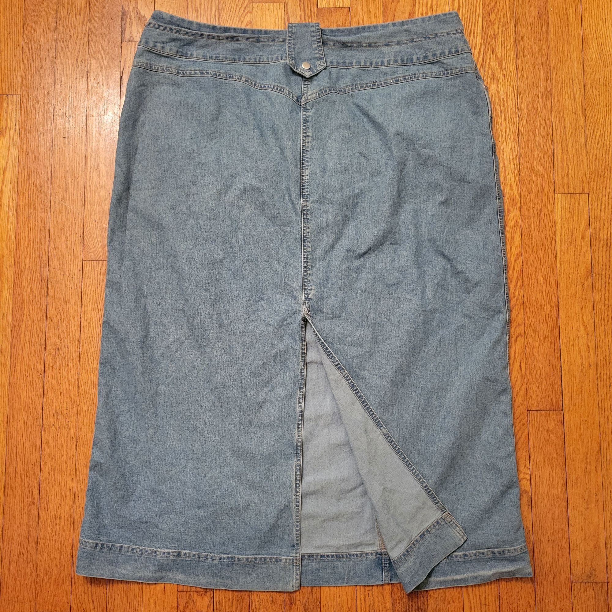 Other Lisa Dee 22 Blue Jean Denim Long Skirt Back Slit Yellowstone Size 40" / US 18 - 5 Thumbnail