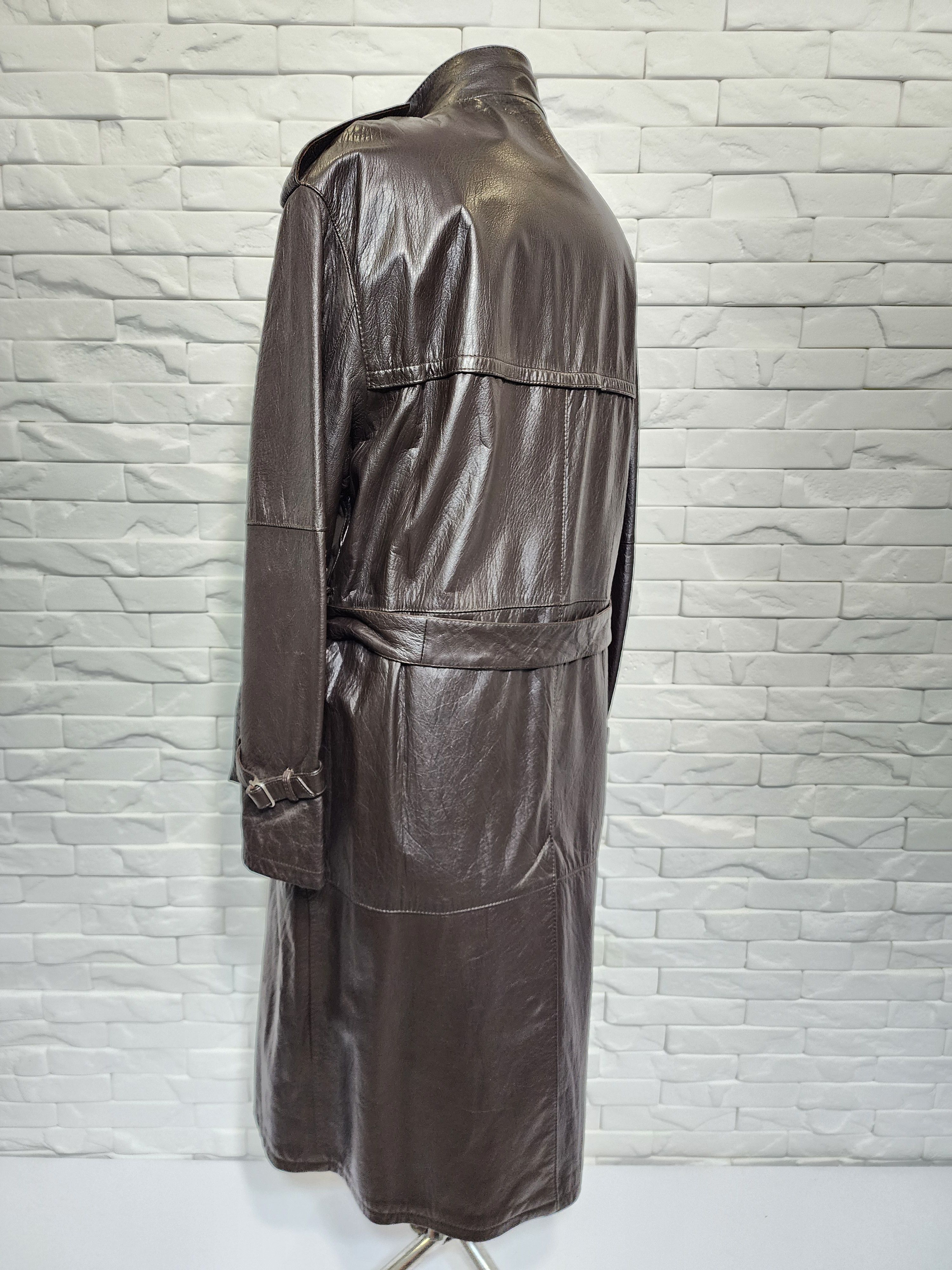 Genuine Leather Brown Genuine Leather Men's Coat with Belt Size US L / EU 52-54 / 3 - 6 Thumbnail