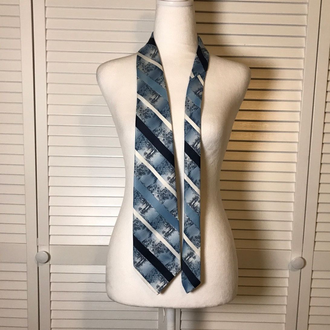 Other Wembley Blue Striped Short Wide Necktie Size ONE SIZE - 2 Thumbnail