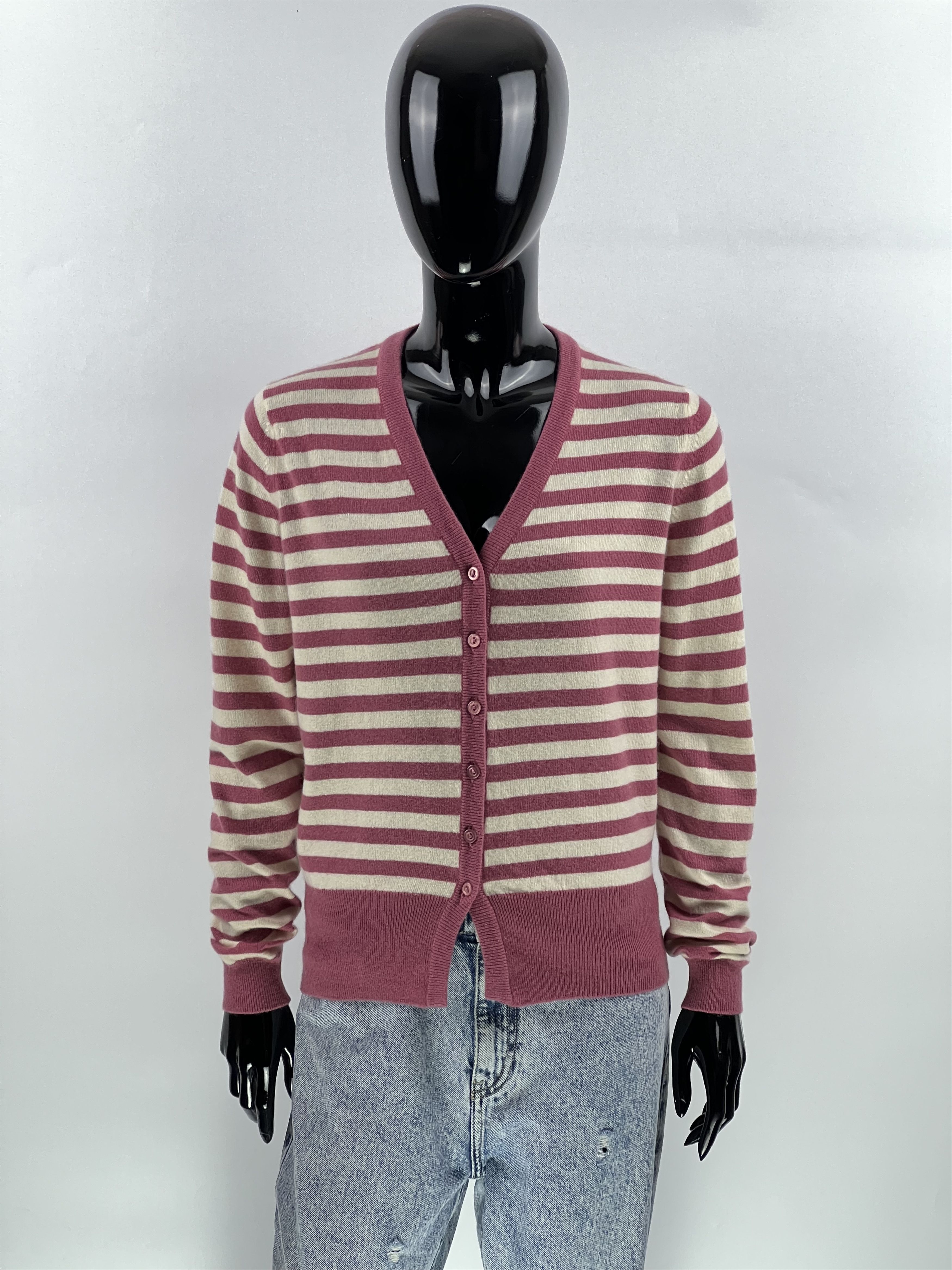 Ballantyne Ballantyne Vintage 100% Pure Cashmere Striped Cardigan Size S / US 4 / IT 40 - 1 Thumbnail