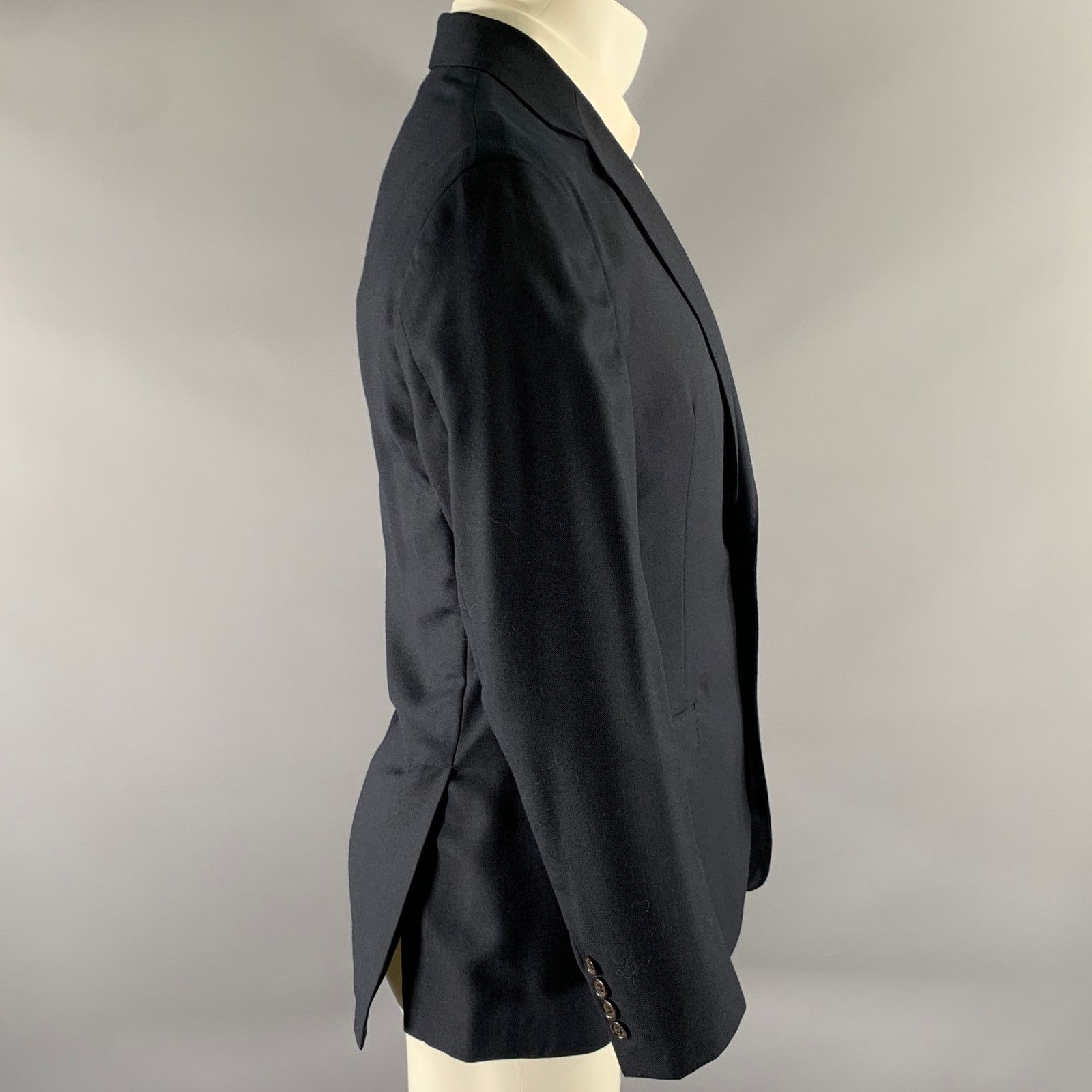 Other POLO Size 40 Navy Solid Wool Notch Lapel Sport Coat Size 40R - 3 Thumbnail
