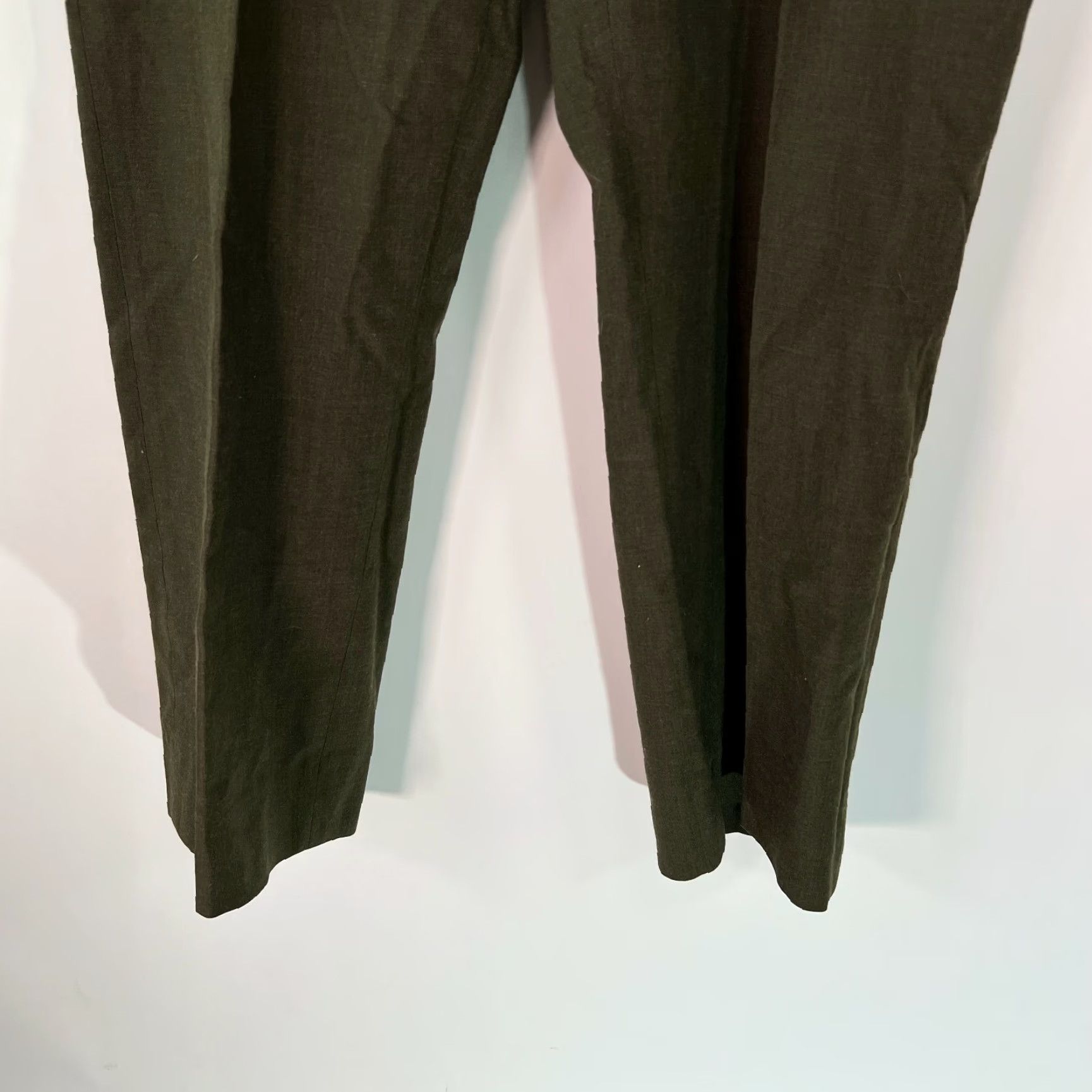 Vintage Mens Flat Front Straight Leg Low Rise Green Belted Trouser Dress Pants Size 33S Size US 32 / EU 48 - 5 Thumbnail