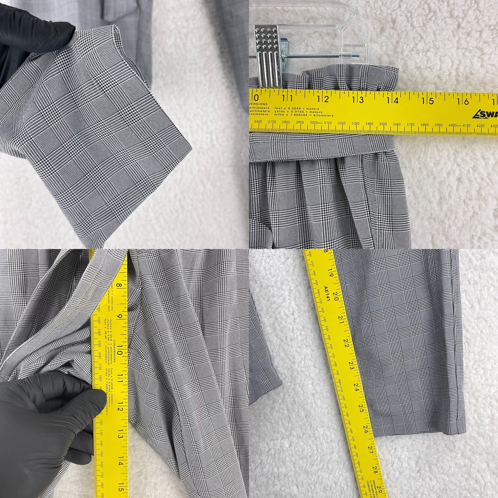 Athleta Athleta Black White Plaid Skyline Pants Womens Pull On Belted Mid-Rise Size 2 Tapered Fit, 26.5 Inseam, 28 in Waist, 90s City College style Size 26" / US 2 / IT 38 - 8 Thumbnail
