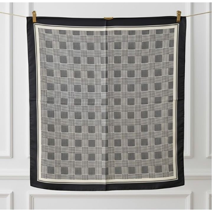 Other ❤️Elegant Bandana Square Scarf Silky Satin Soft BLACK Beige Size ONE SIZE - 6 Thumbnail