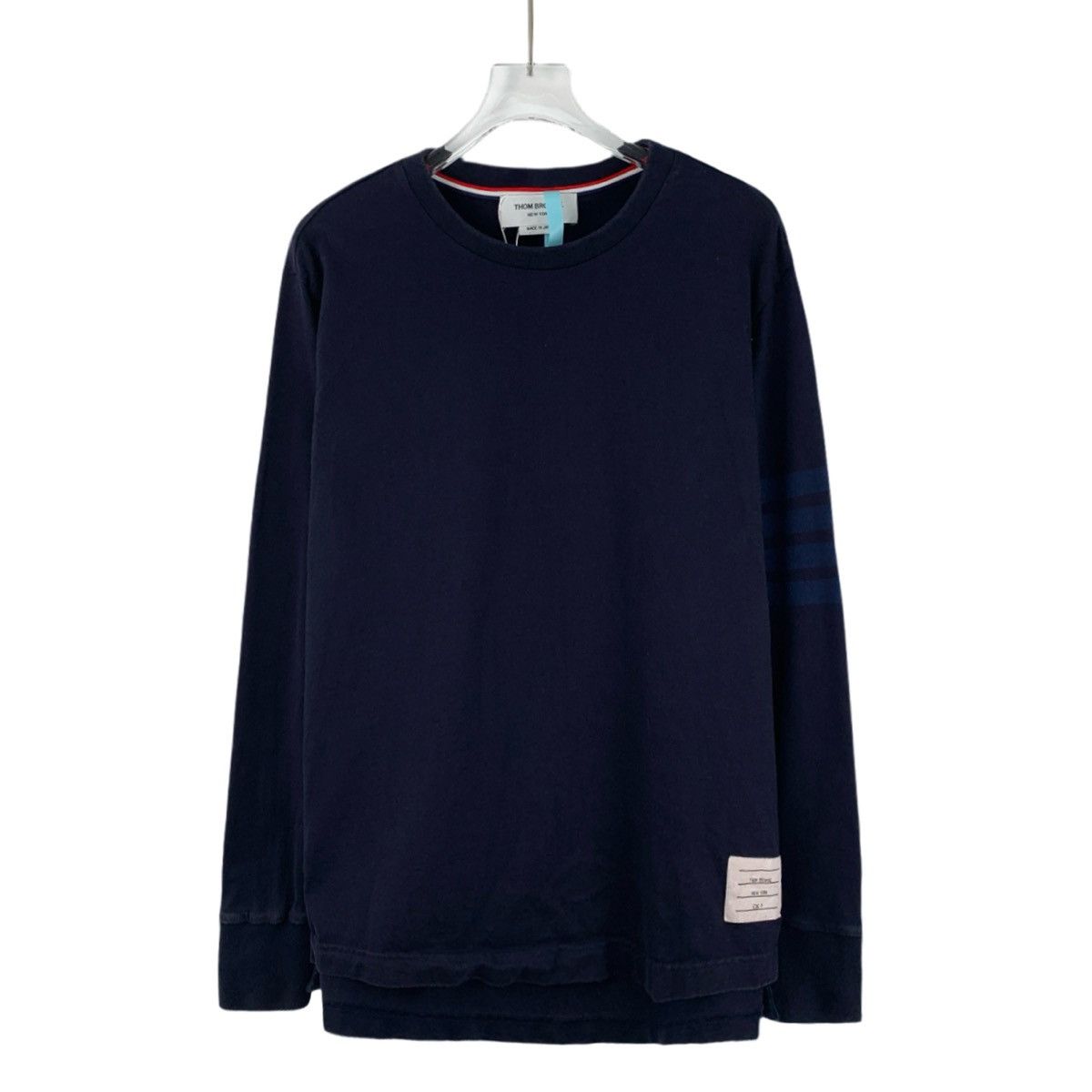 Thom Browne Thom Browne Navy Four-Bar Long Sleeve Sweatshirt K26WX Size US XS / EU 42 / 0 - 1 Thumbnail