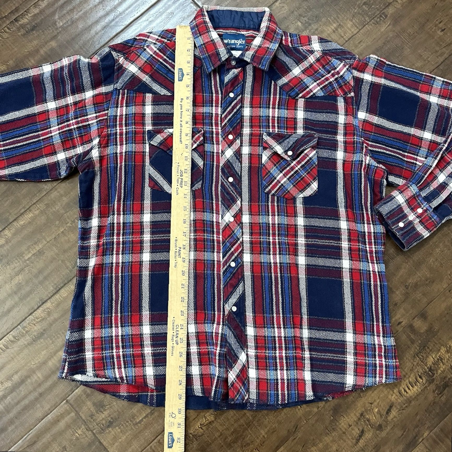 Wrangler Vtg 90s Wrangler Western Shirt Mens XL Flannel Red Plaid Pearl Snap Cowboy Thick Size US XL / EU 56 / 4 - 6 Thumbnail