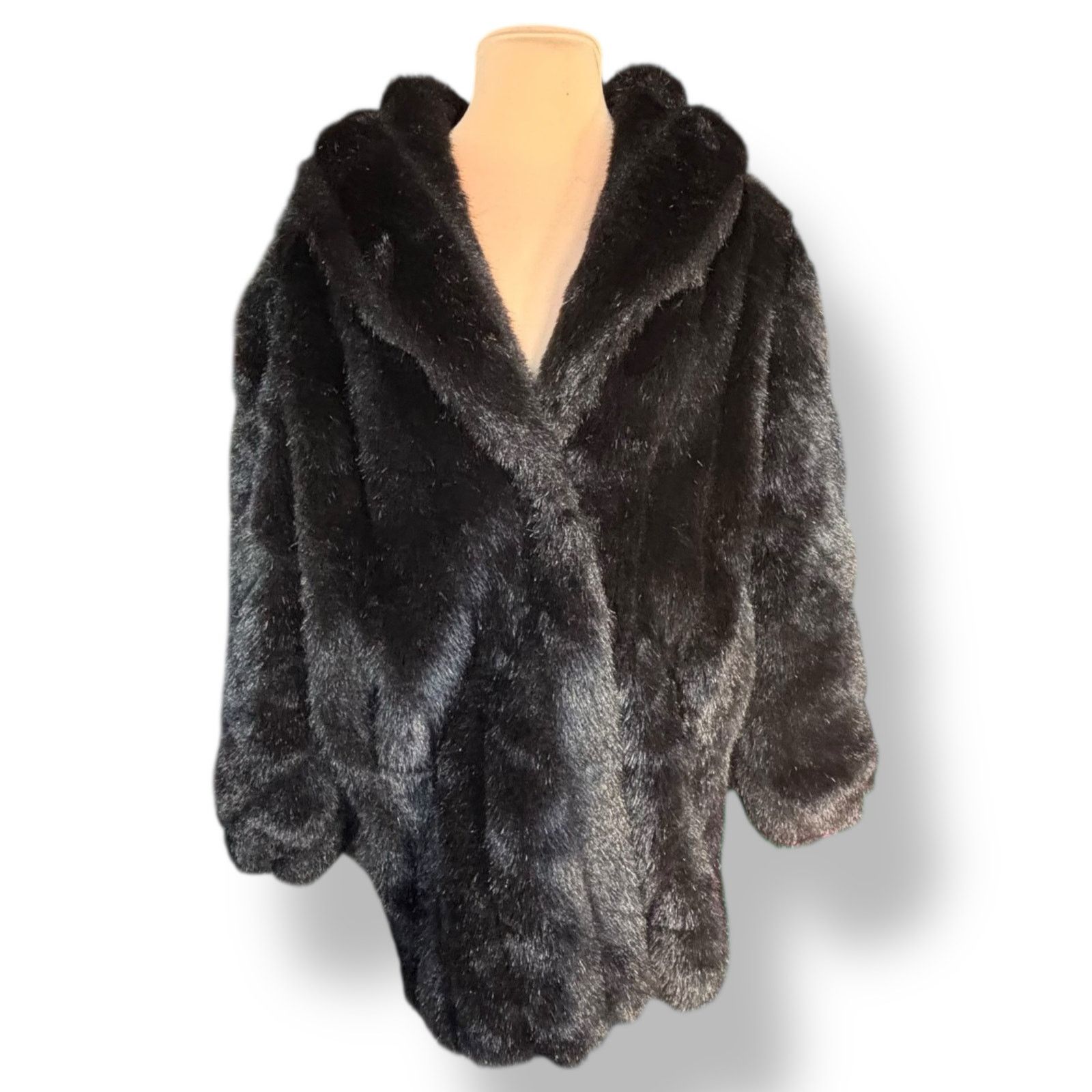 Vintage Vintage Monterey Fashions Black Faux Fur Coat Large USA Made Size L / US 10 / IT 46 - 12 Thumbnail