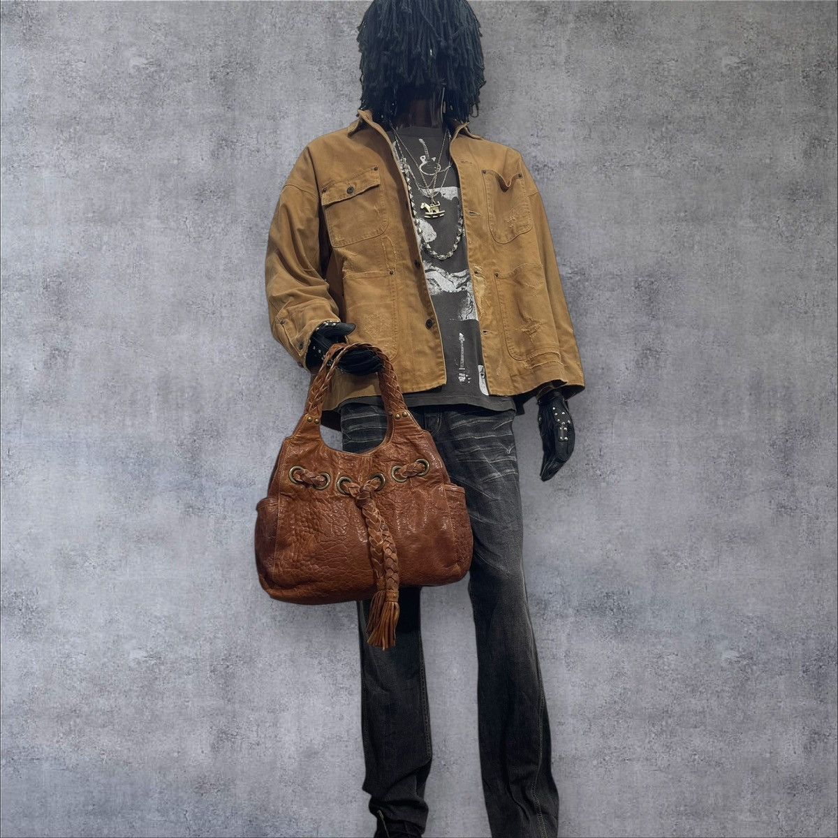 Comme des Garcons × Stussy Full Leather Patina Kooba Tote Bag prada julius dior cdg 7🟩 Size ONE SIZE - 3 Thumbnail