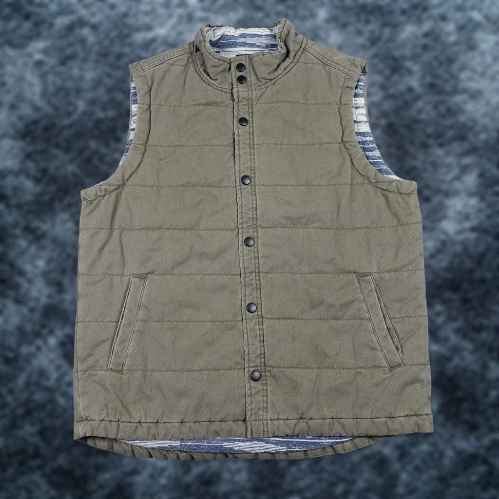 Union LA Union SEA WA Vest Mens Medium Green Quilted Snap Front Insulated Lined Canvas Size US M / EU 48-50 / 2 - 1 Thumbnail