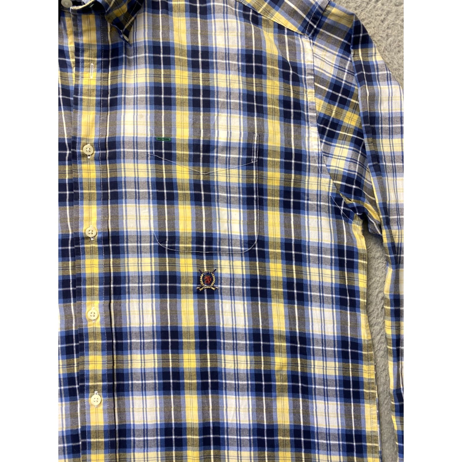 Tommy Hilfiger TOMMY HILFIGER Slim Fit Dress Shirt Mens XL Plaid Button-Up Casual Yellow Size US XL / EU 56 / 4 - 2 Thumbnail