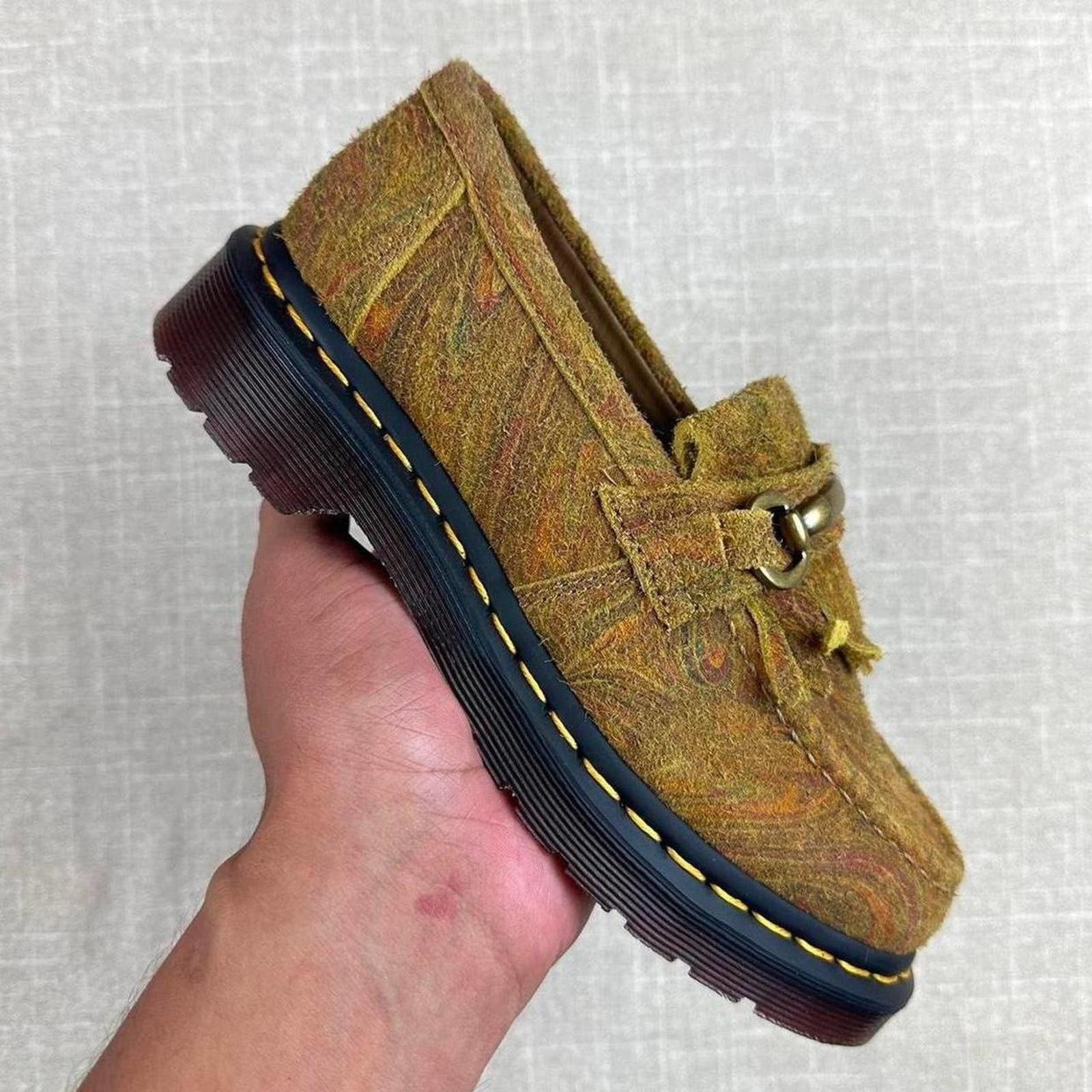 image of Dr Martens Dr. Martens Adrian Snaffle Marbled Suede Shoes in Brown, Women's (Size 8)