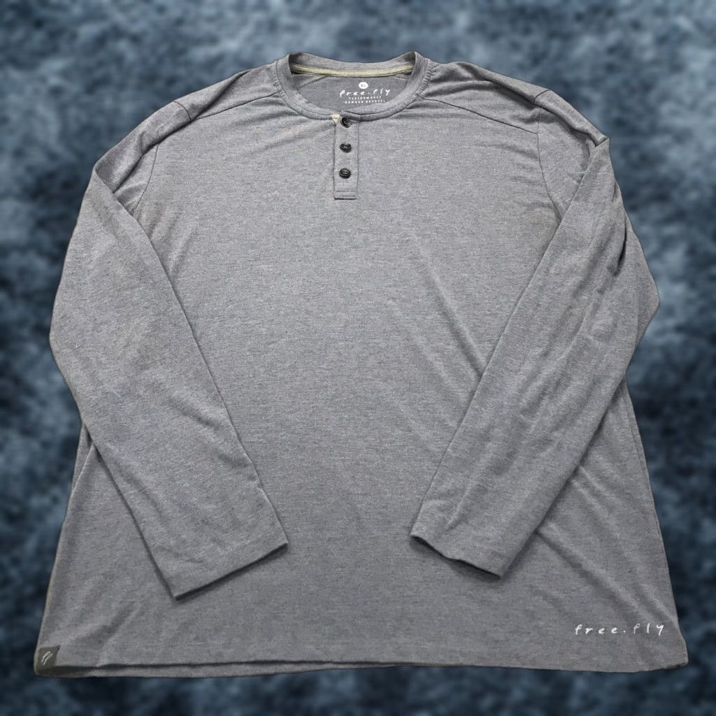 Vintage Free Fly Shirt Mens XL Blue Heather Long Sleeve Henley Bamboo Blend Active Tee Size US XL / EU 56 / 4 - 1 Thumbnail