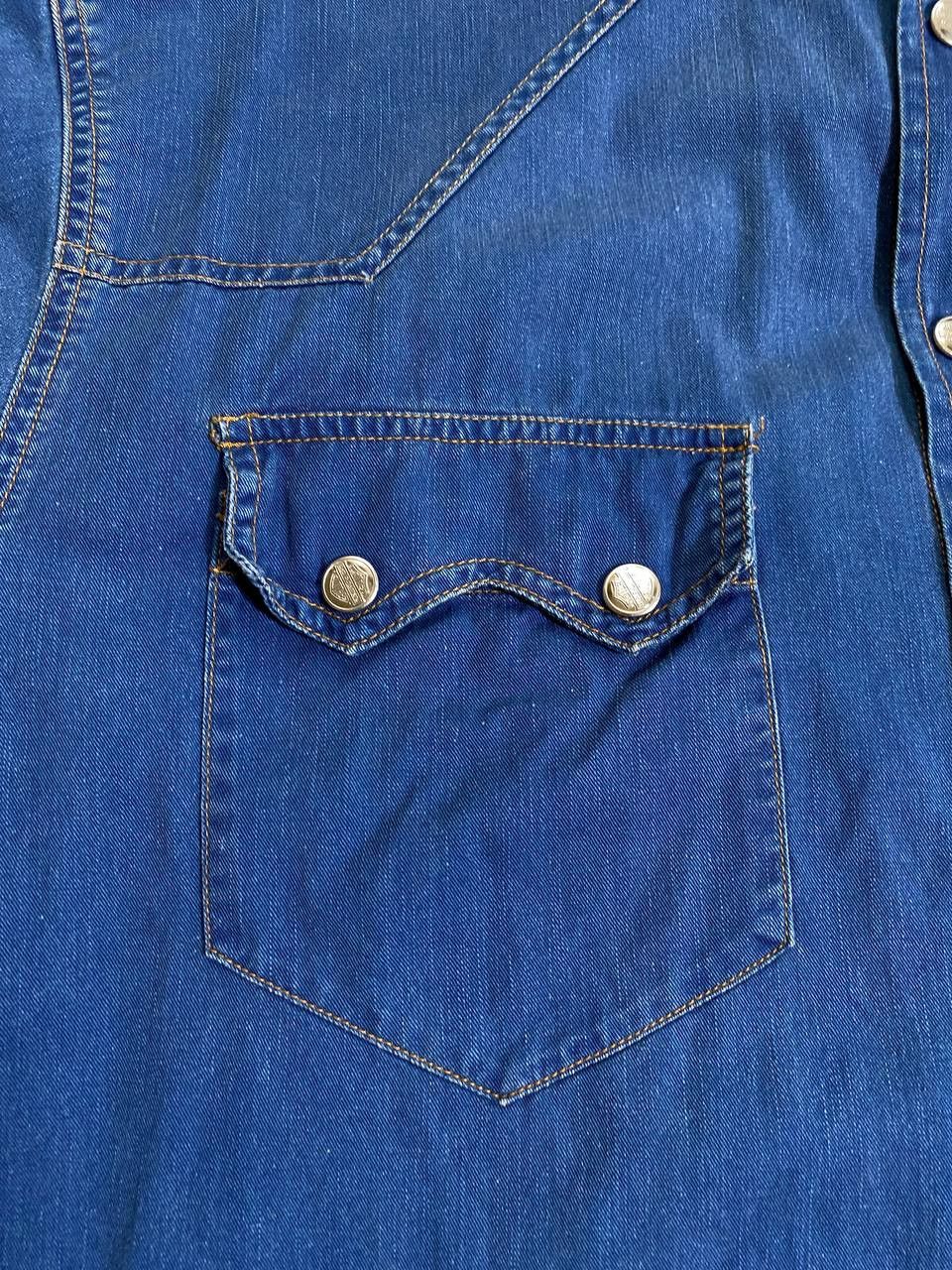 Harley Davidson × Vintage Vintage Y2K Harley Davidson Denim Skull Mechanic Shirt Size US XL / EU 56 / 4 - 17 Thumbnail