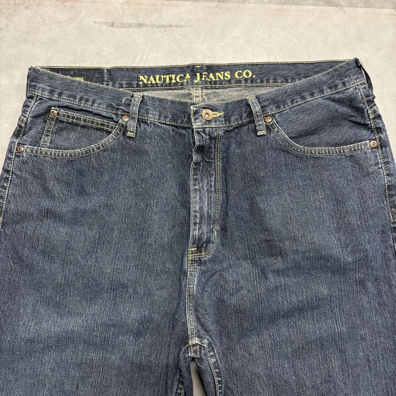 Nautica × Vintage Crazy Vintage Y2K/2000s Super Baggy WideLeg Nautica Dark Wash Denim Jeans! Size US 36 / EU 52 - 4 Thumbnail