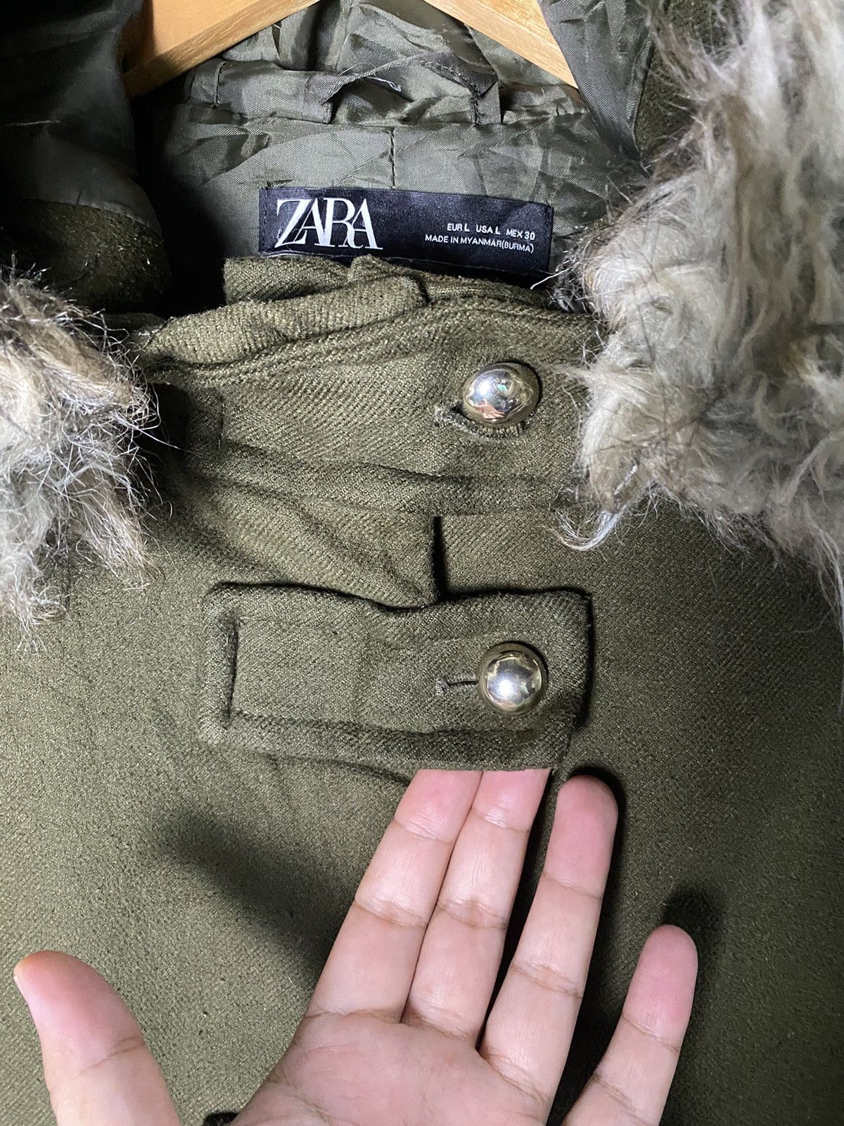 Zara 2000s - Zara Fur & Faux Fur Wool Jacket Size L / US 10 / IT 46 - 6 Thumbnail