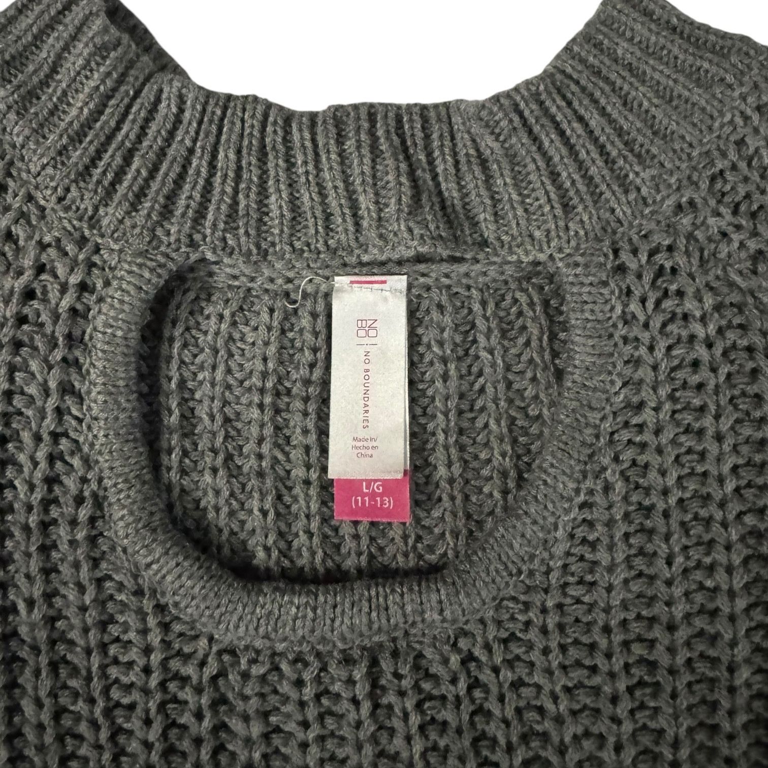 Other No Boundaries Knitted Gray Sheath Sweater Dress Large 11/13 Size L / US 10 / IT 46 - 2 Thumbnail