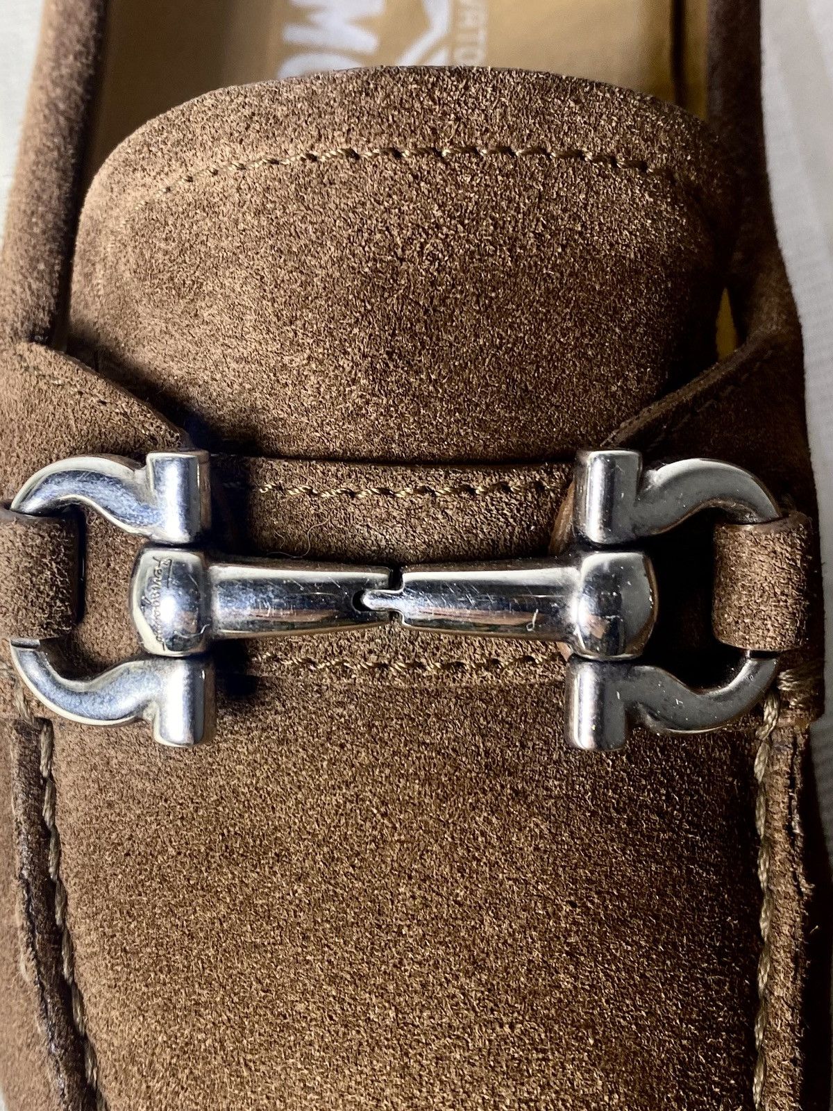 Salvatore Ferragamo Gancini Brown Suede Loafers by Salvatore Ferragamo Size US 5.5 / IT 35.5 - 4 Thumbnail