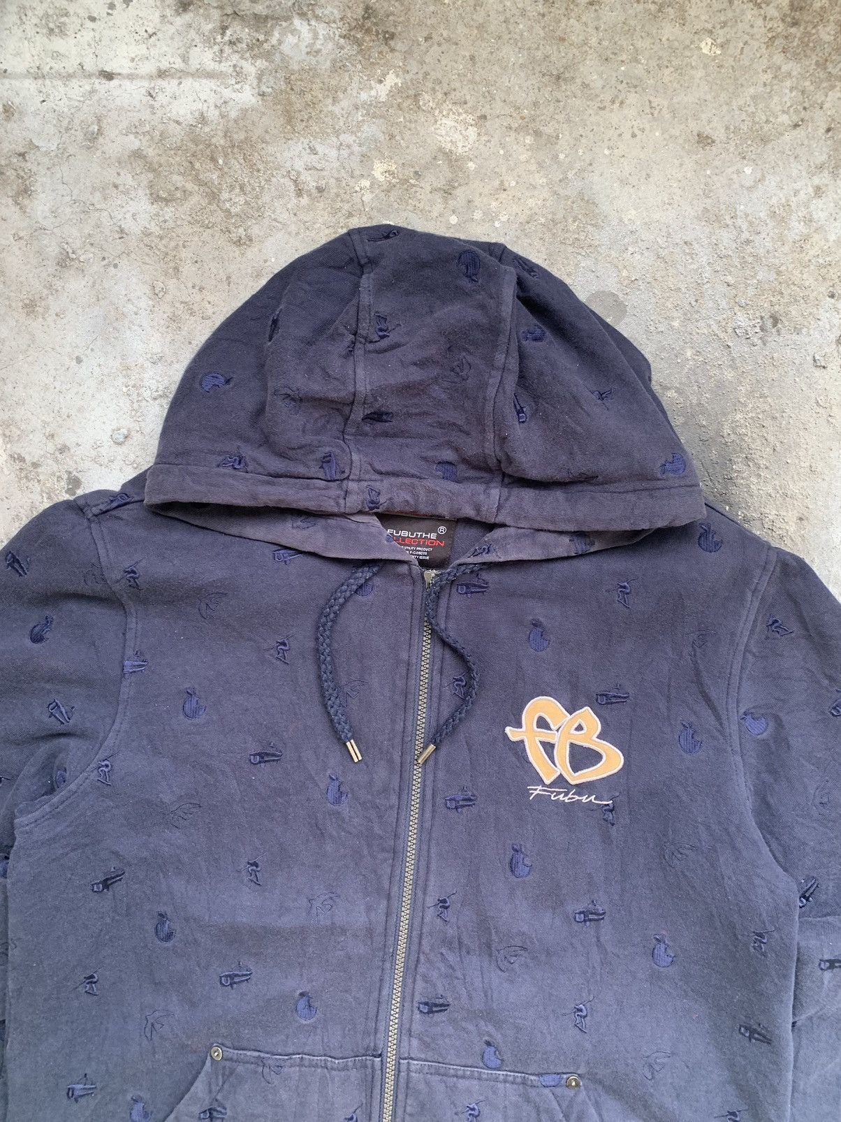 Fubu Y2k FUBU Monogram AOP Embroidery Zipper Hoodie Size US L / EU 52-54 / 3 - 3 Thumbnail