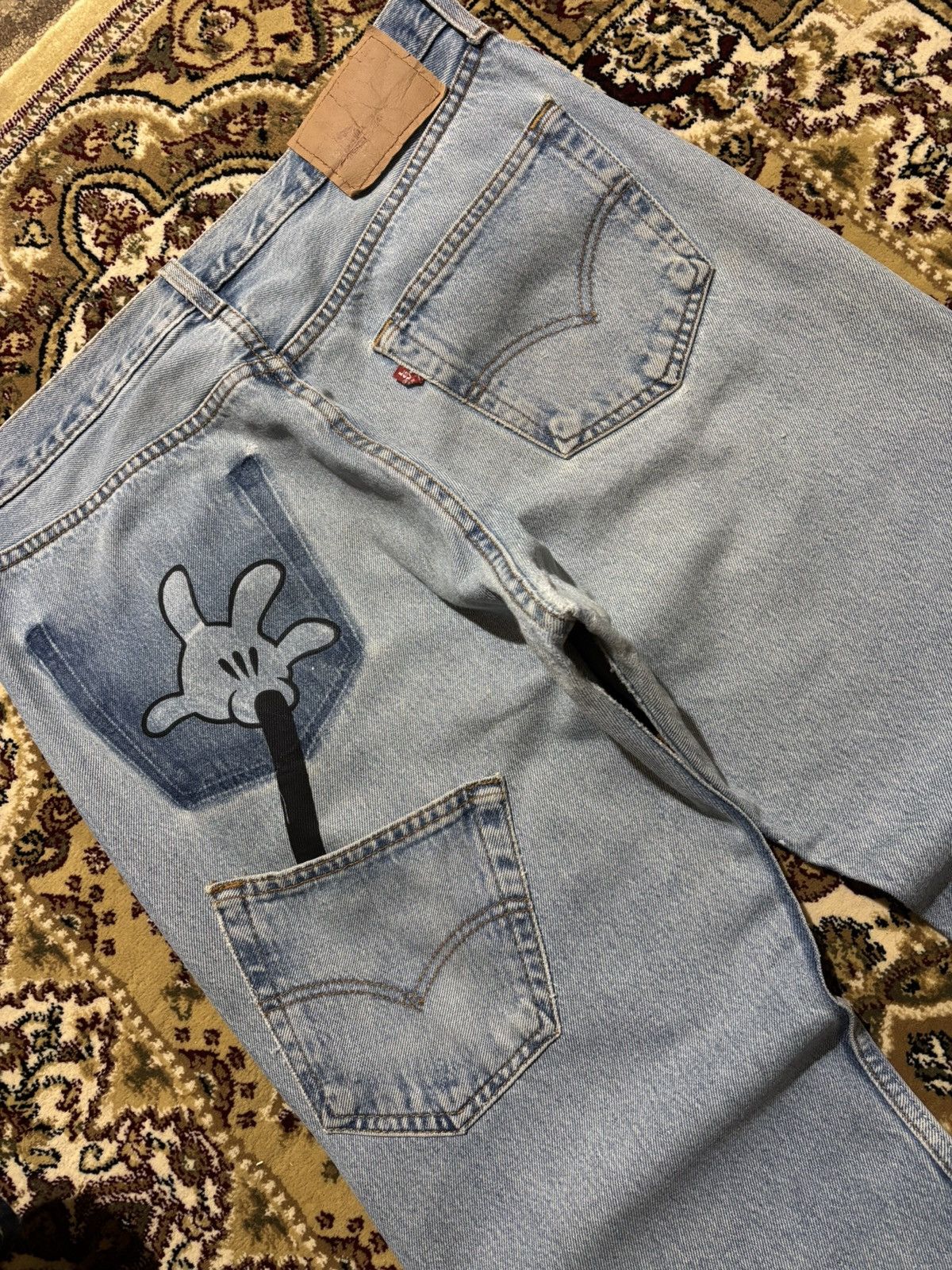 Levi's Vtg 90s Levis 501 Japan Custom Mickey Mouse Splatter Jeans Size US 34 / EU 50 - 7 Thumbnail