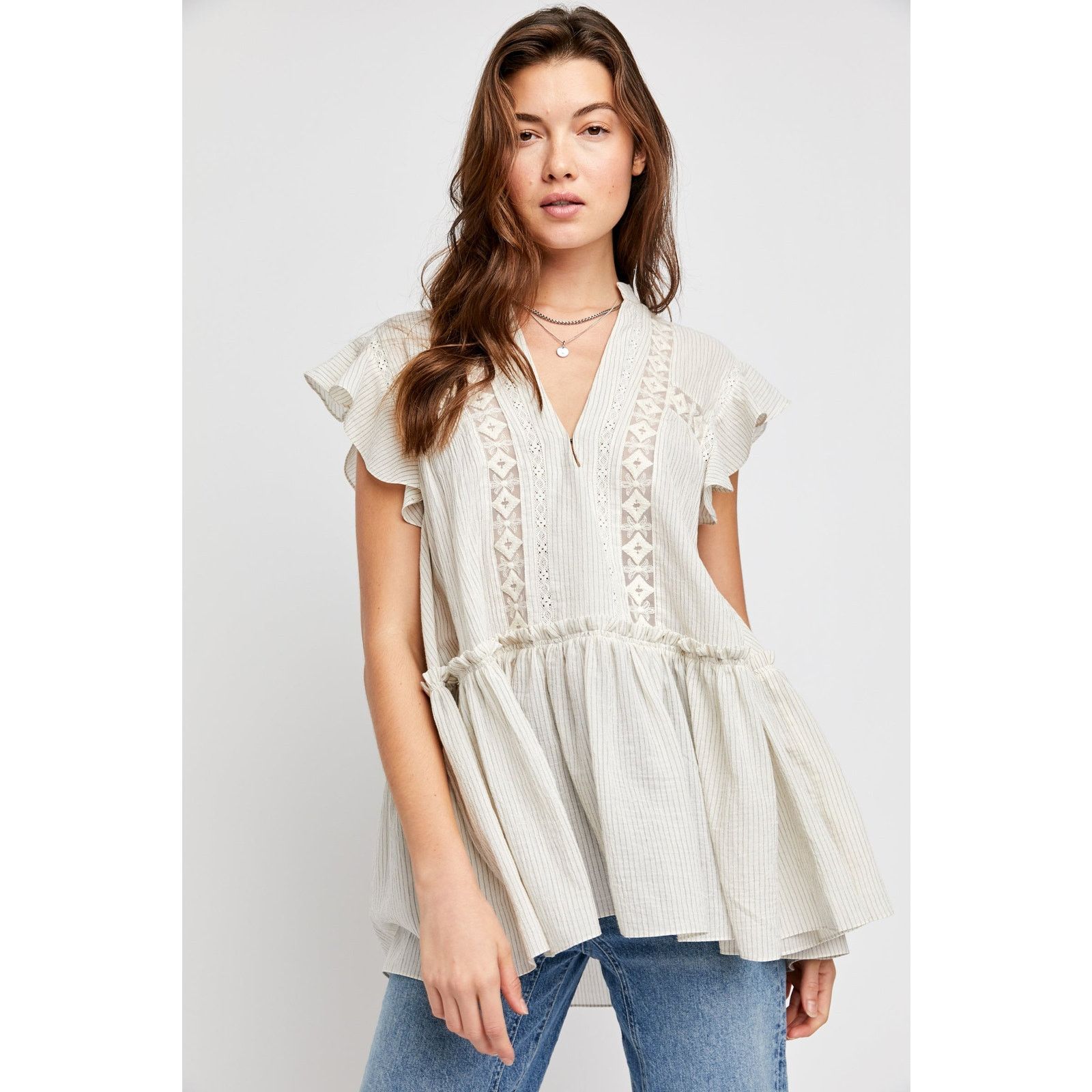 Free People New FREE PEOPLE Baby Blues Tunic $128 SMALL Semi-Sheer Size S / US 4 / IT 40 - 5 Thumbnail