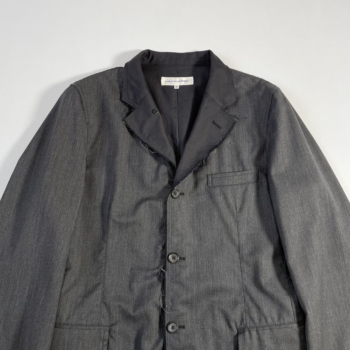 Comme des Garcons Herringbone Wool ‘Raw Edge’ Blazer Size 38R - 2 Thumbnail