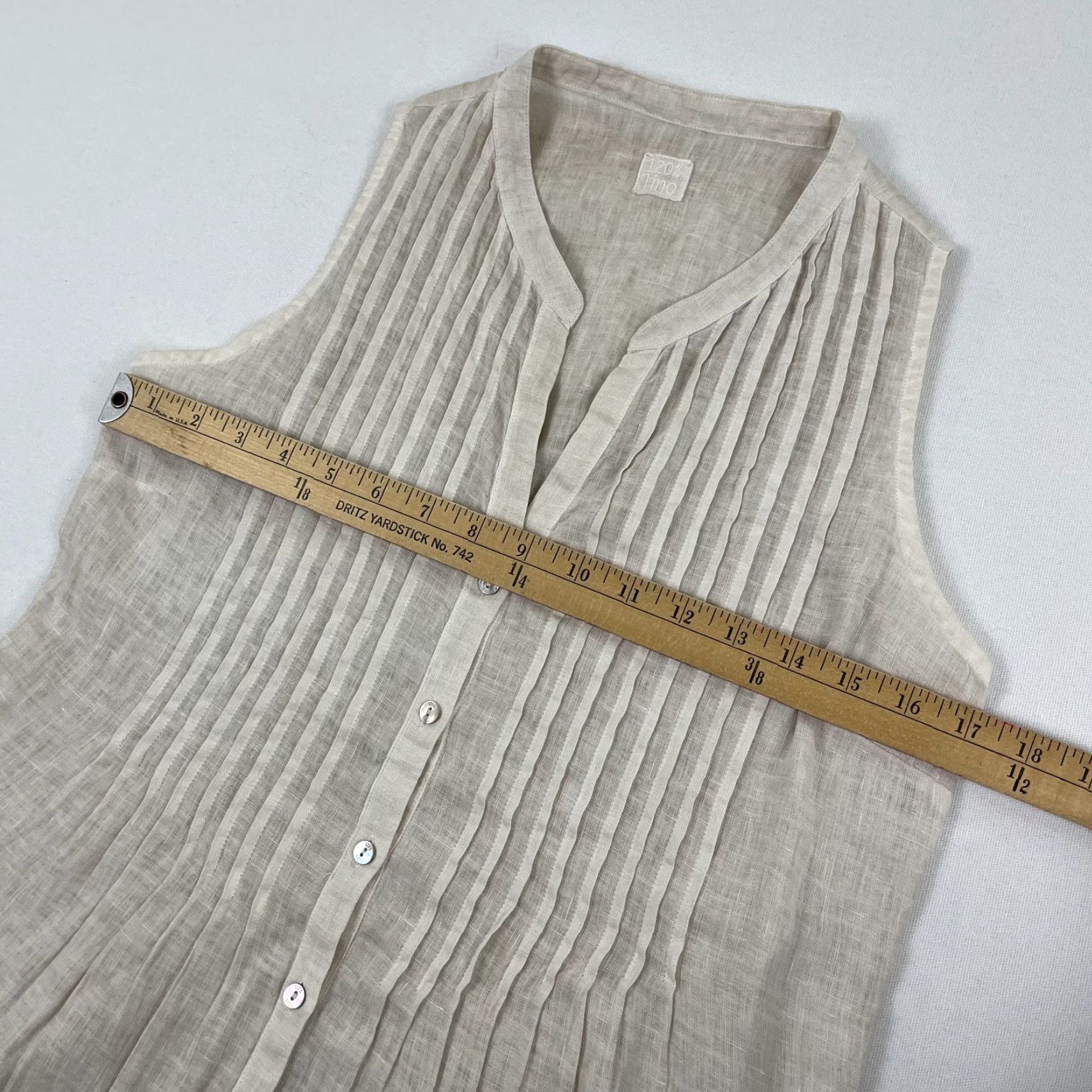 120% Lino 120% Lino Brown Linen Tank Top Shirt Womens Size 40 Sleeveless Pleated V-Neck Casual Size S / US 4 / IT 40 - 5 Thumbnail