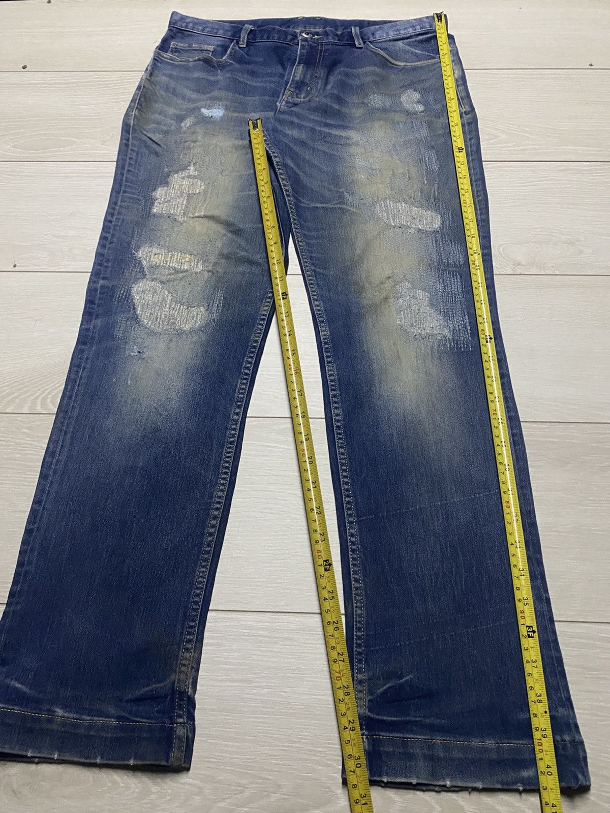 Japanese Brand Vintage Japanese Brand Repaired Style Distressed Slim Fit Size US 34 / EU 50 - 13 Thumbnail