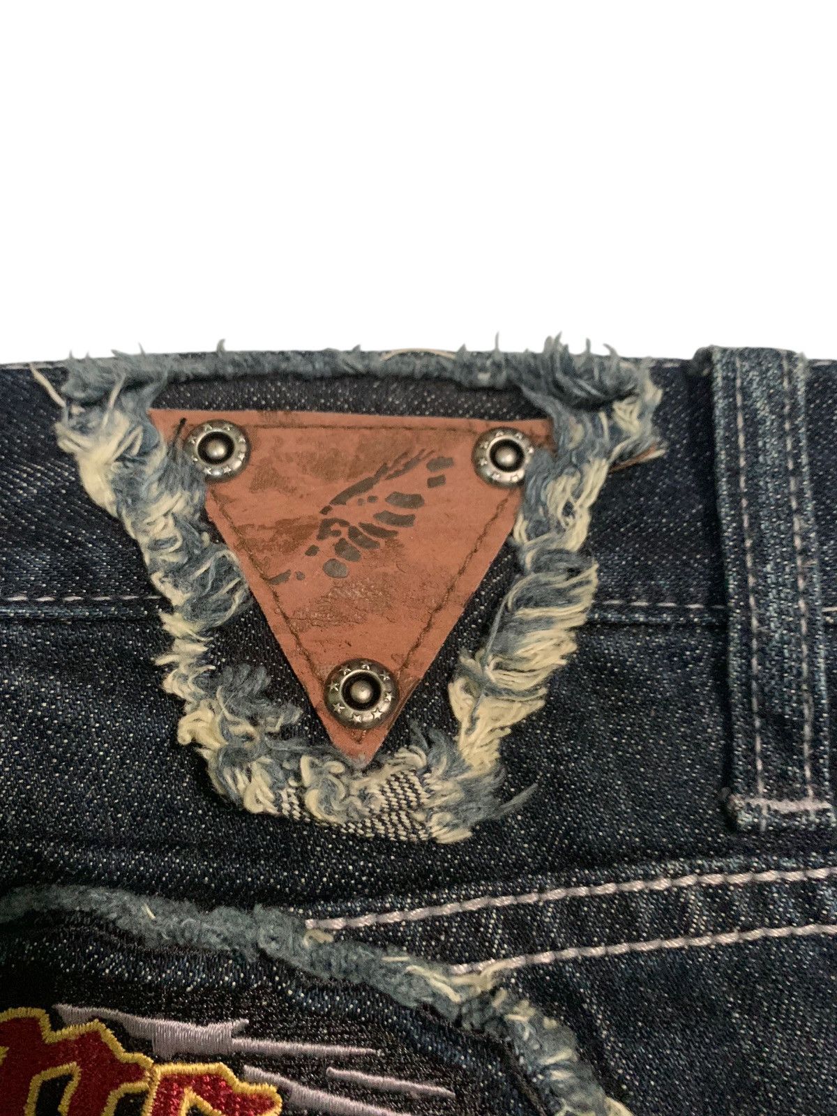 Tornado Mart FLARE💥NYLAUS JEANS RUSTY PUNK STYLE DISTRESSED DENIM Size US 31 - 15 Thumbnail