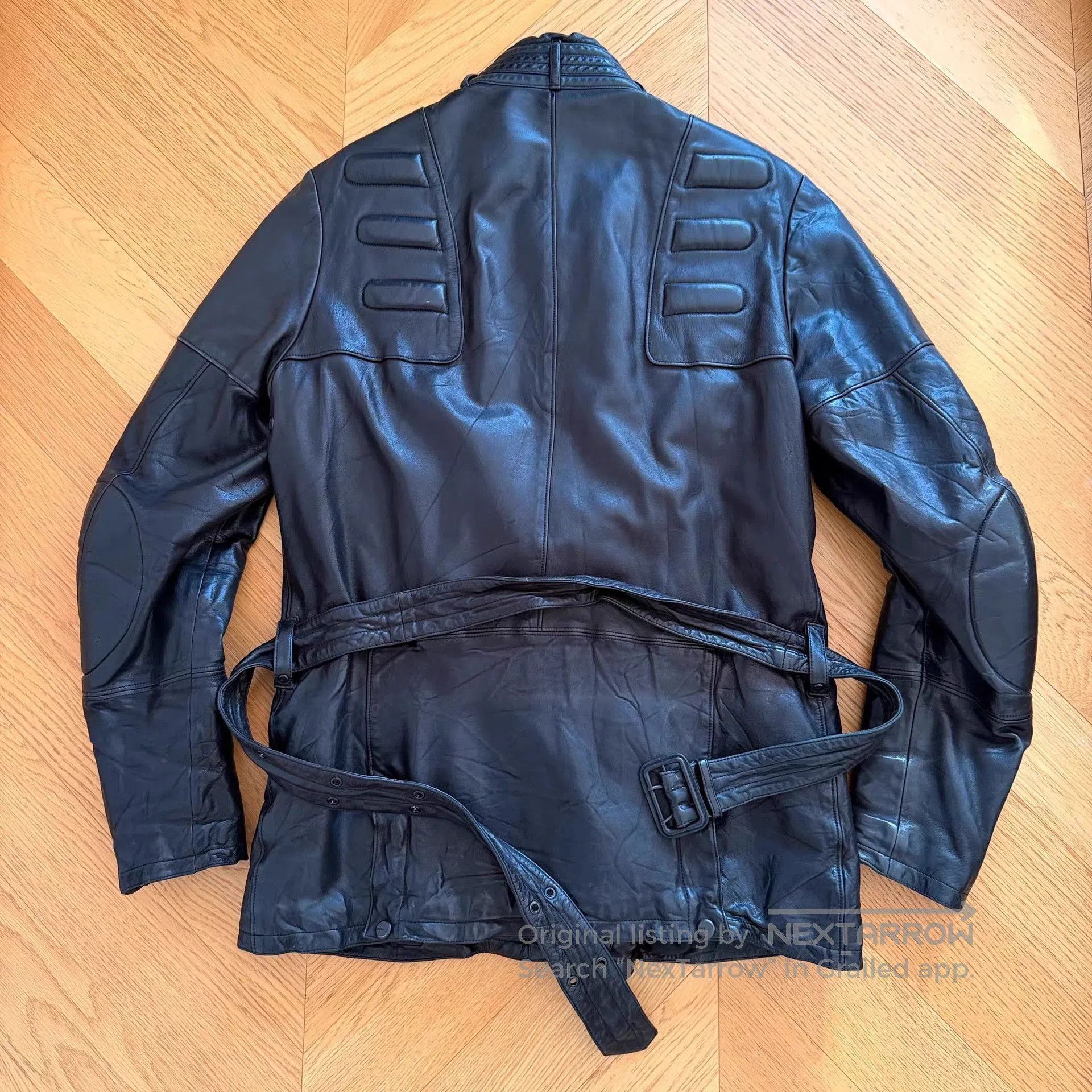 Polo Ralph Lauren Black Leather Biker Jacket with Belt . Size US L / EU 52-54 / 3 - 2 Thumbnail
