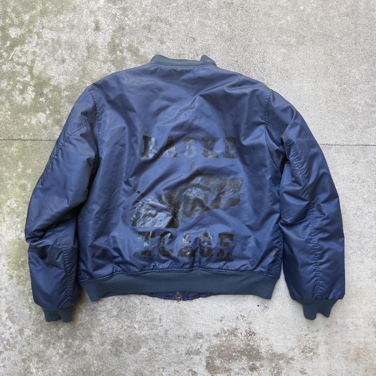 basketcase gallery Basketcase Gallery Raw College Navy Blue MA-1 Bomber Jacket Size US XL / EU 56 / 4 - 1 Thumbnail