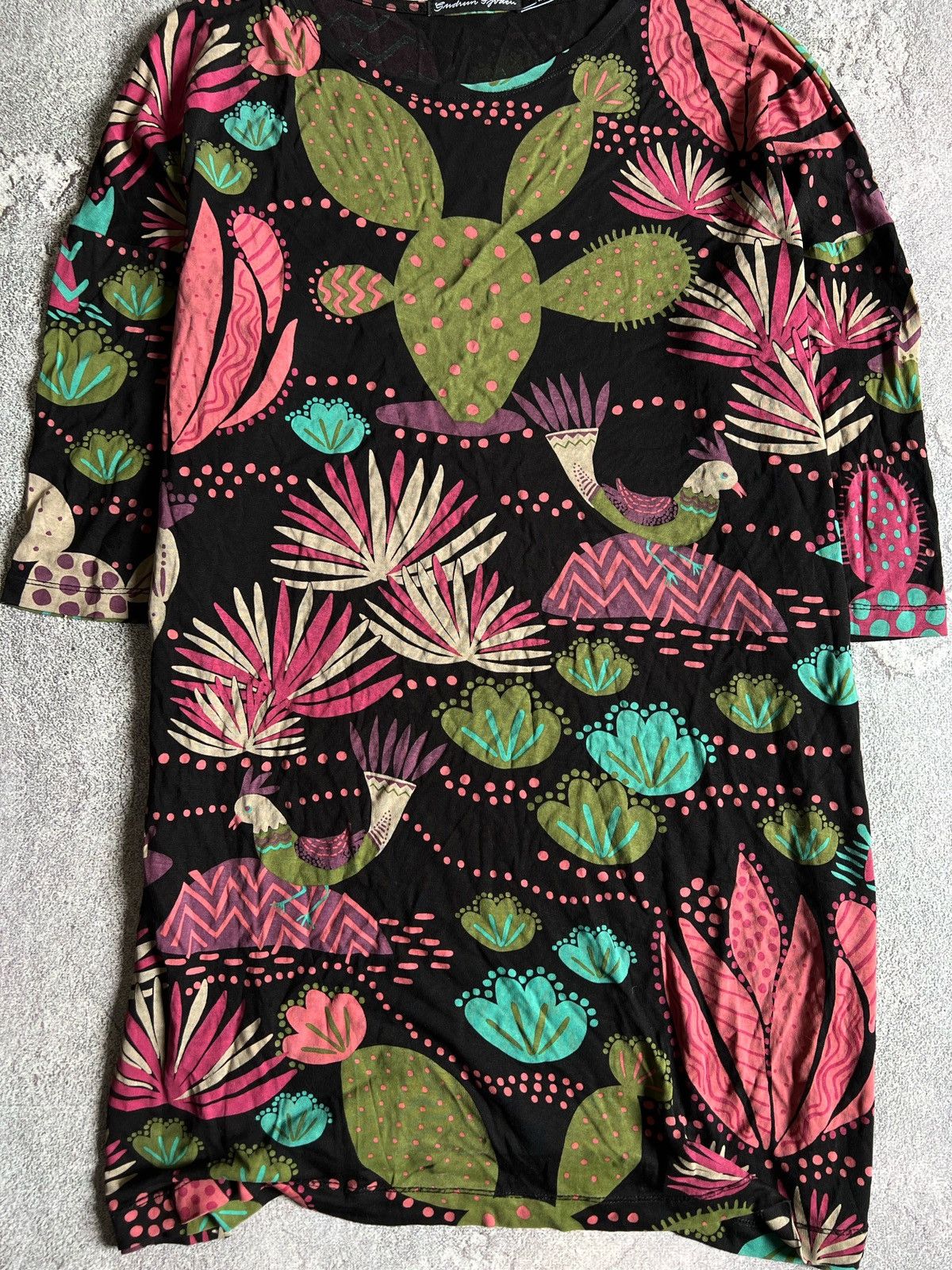 Designer × Gudrun Sjoden Gudrun Sjoden Floral Tunic Dress Cactus Shirt Sz S Sjöden Size S / US 4 / IT 40 - 4 Thumbnail