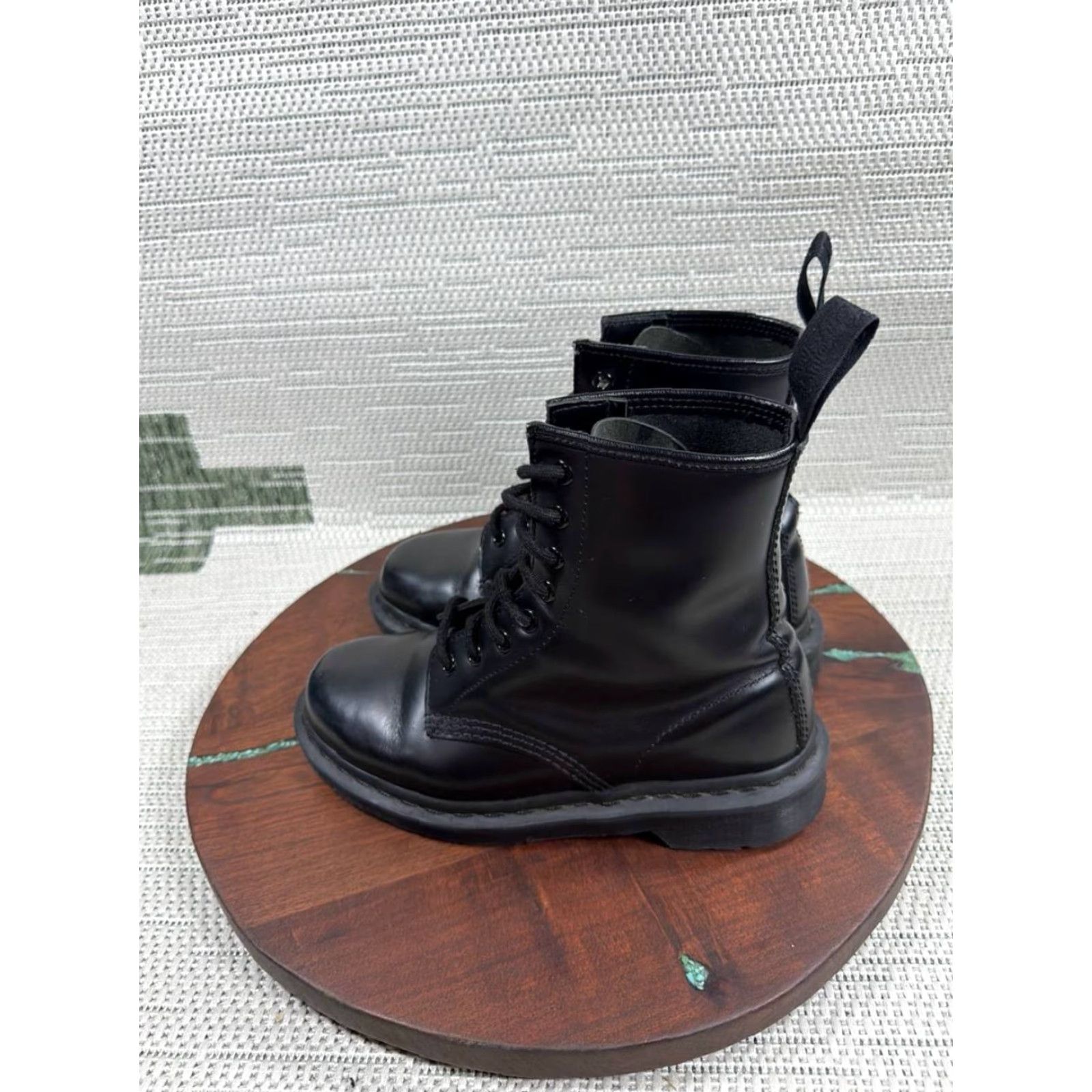 Dr. Martens Dr Martens 1460 Mono Boots Womens Size 5 US Black Leather Work Soft Toe Ankle Combat Boot Size US 5 / IT 35 - 3 Thumbnail