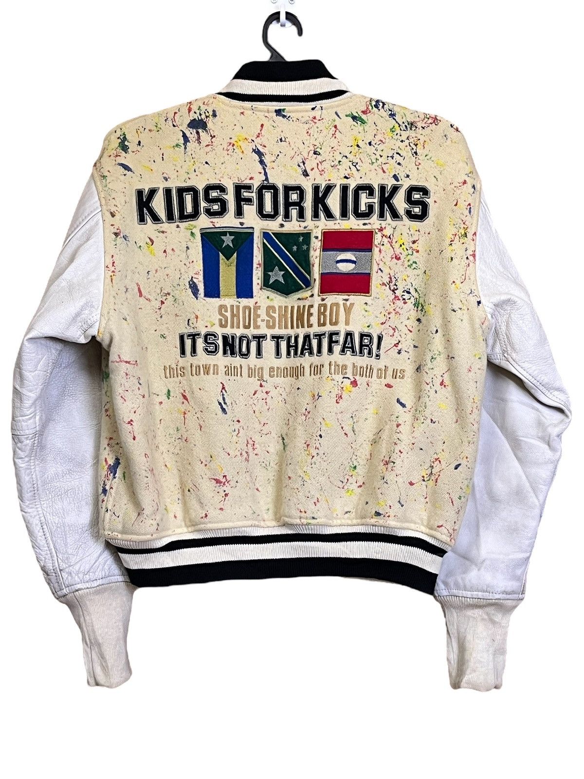 Japanese Brand SHOE SHINE BOY CUSTOM PAINT SPLASH VARSITY LEATHER SLEEVE Size US XL / EU 56 / 4 - 1 Thumbnail