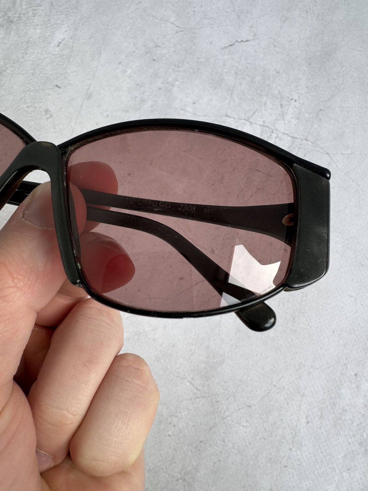 Gucci Gucci GG 2308 Sunglasses Black Frame Red Lenses Vintage Size ONE SIZE - 9 Thumbnail