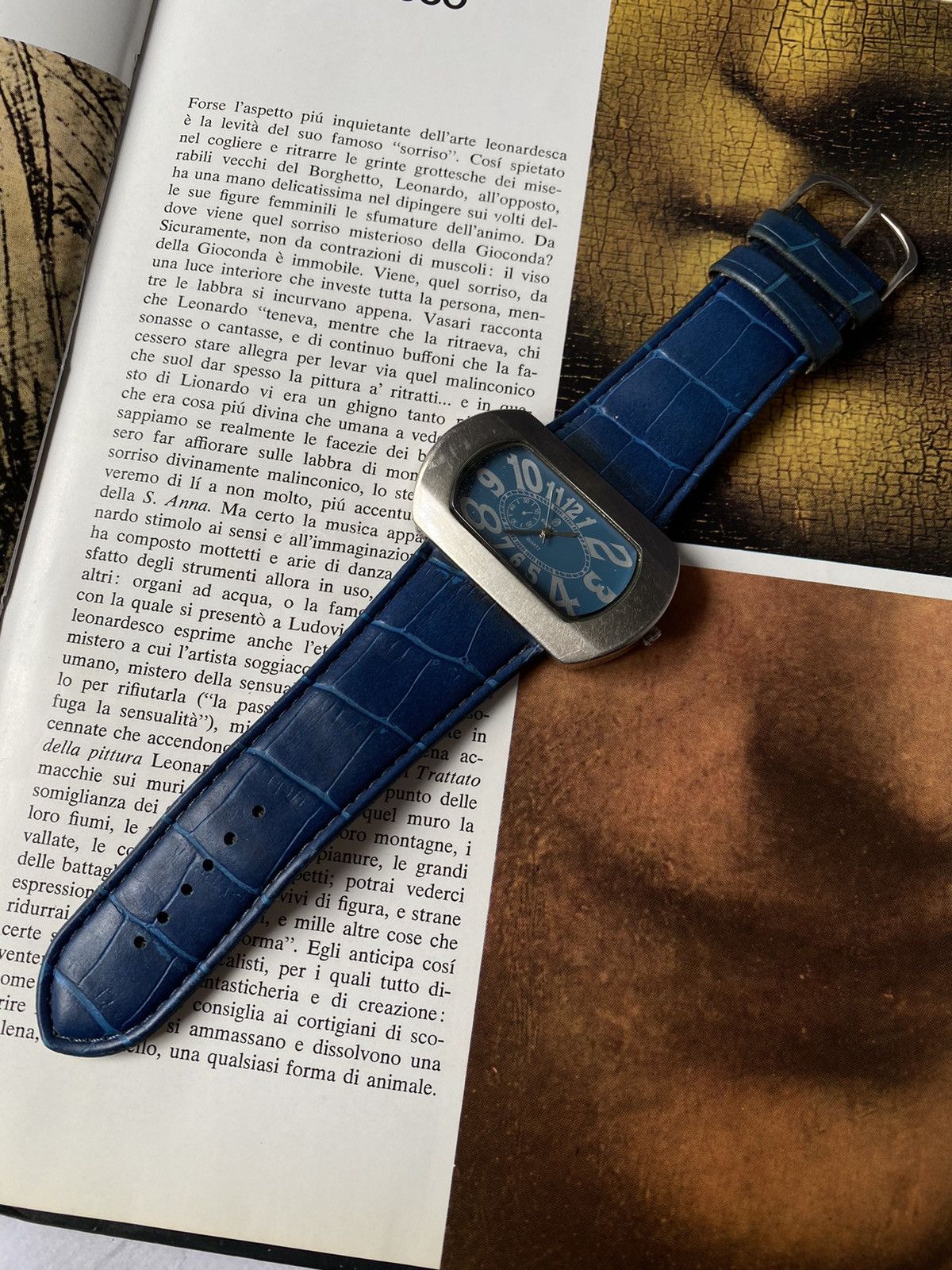 Japanese Brand × Jewelry × Vintage Elegant Oval Watch with Blue Strap - Stylish Timepiece Size ONE SIZE - 1 Thumbnail