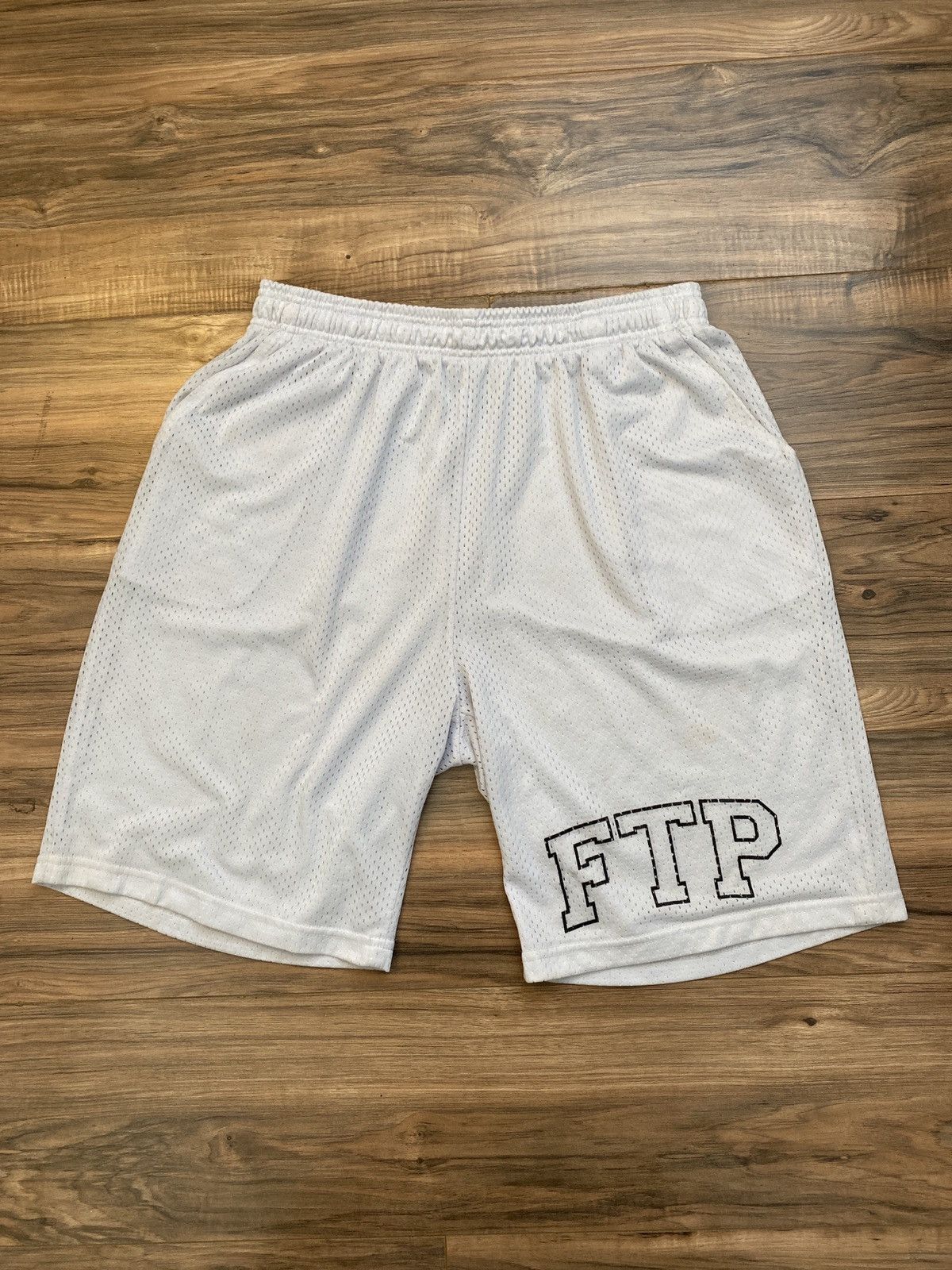 image of Fuck The Population Ftp Mesh Basketball Shorts in White, Men's (Size 34)