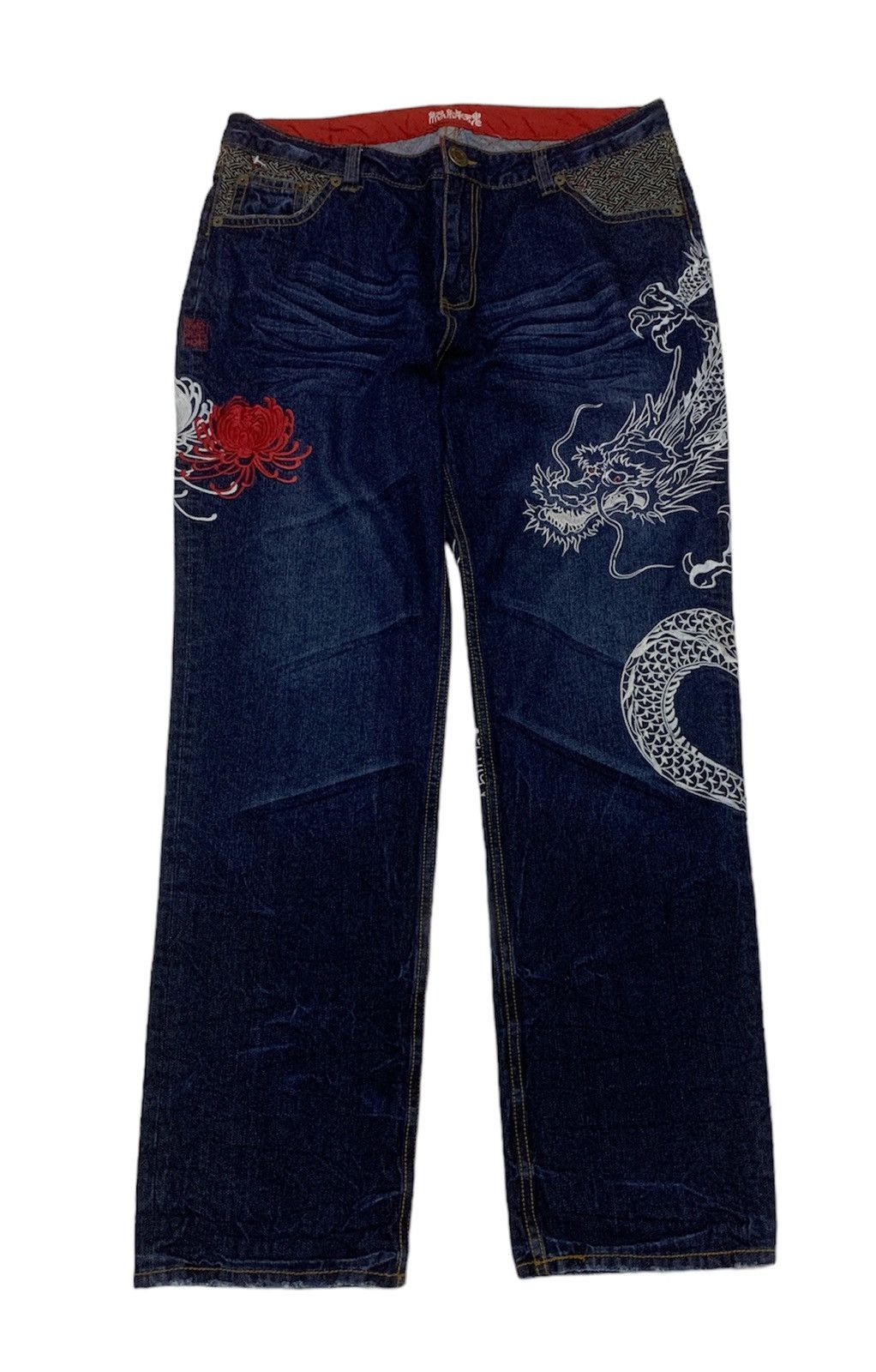 Japanese Brand KARAKURI TAMASHI JAPAN DRAGON EMBROIDERY LOGO DENIM PANTS Size US 40 / EU 56 - 2 Thumbnail