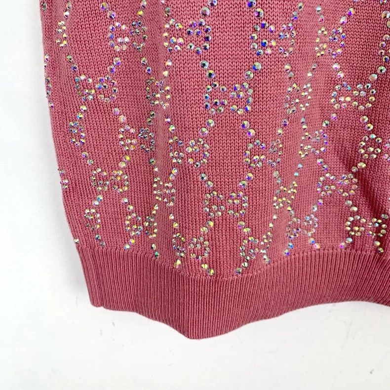 Gucci Gucci Logo old flower full diamond pink round neck wool kni Size US XS / EU 42 / 0 - 4 Thumbnail