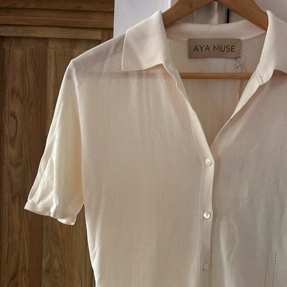 AYA MUSE NWT AYA MUSE MICONIA button up short sleeve collared top Size L / US 10 / IT 46 - 2 Thumbnail