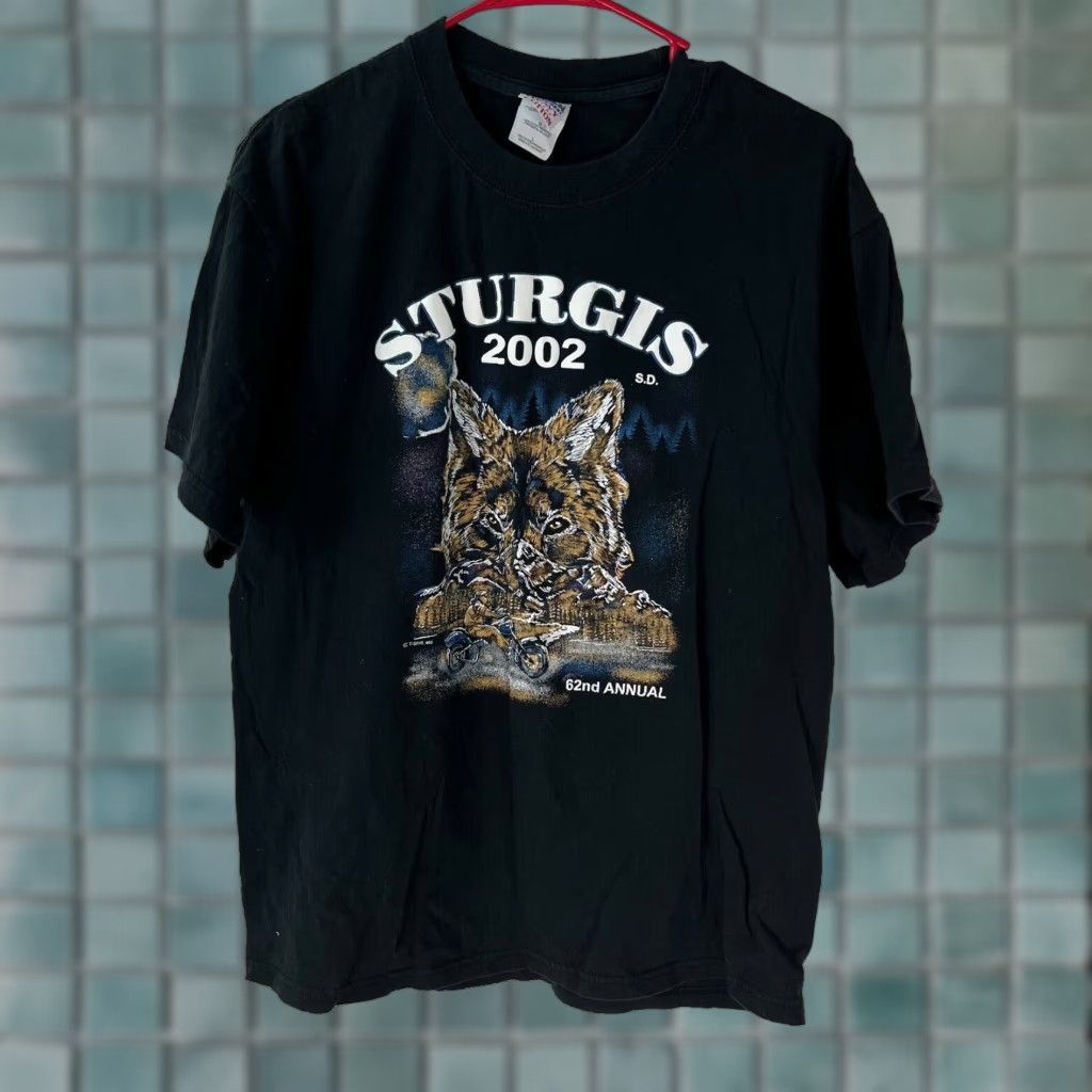 Gildan VINTAGE 2002 Sturgis Motorcycle Rally 62nd Annual Black T Shirt Gildan Mens L Short Sleeve Graphic Print Size US L / EU 52-54 / 3 - 1 Thumbnail