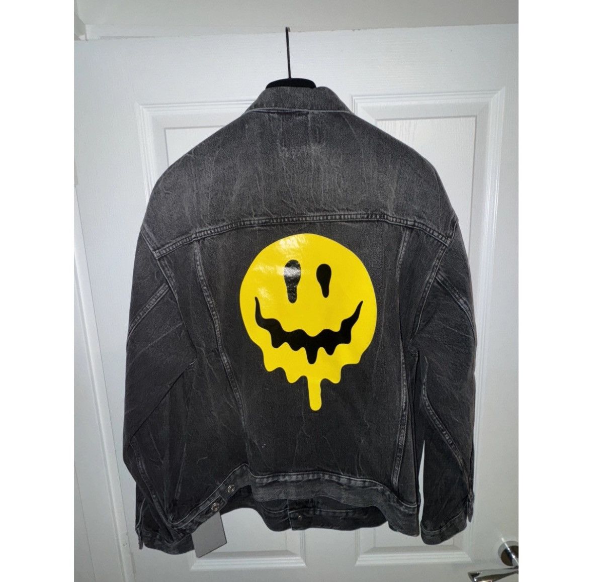 Balenciaga BALENCIAGA Smiley Face Print Denim Jacket Size US XS / EU 42 / 0 - 6 Thumbnail