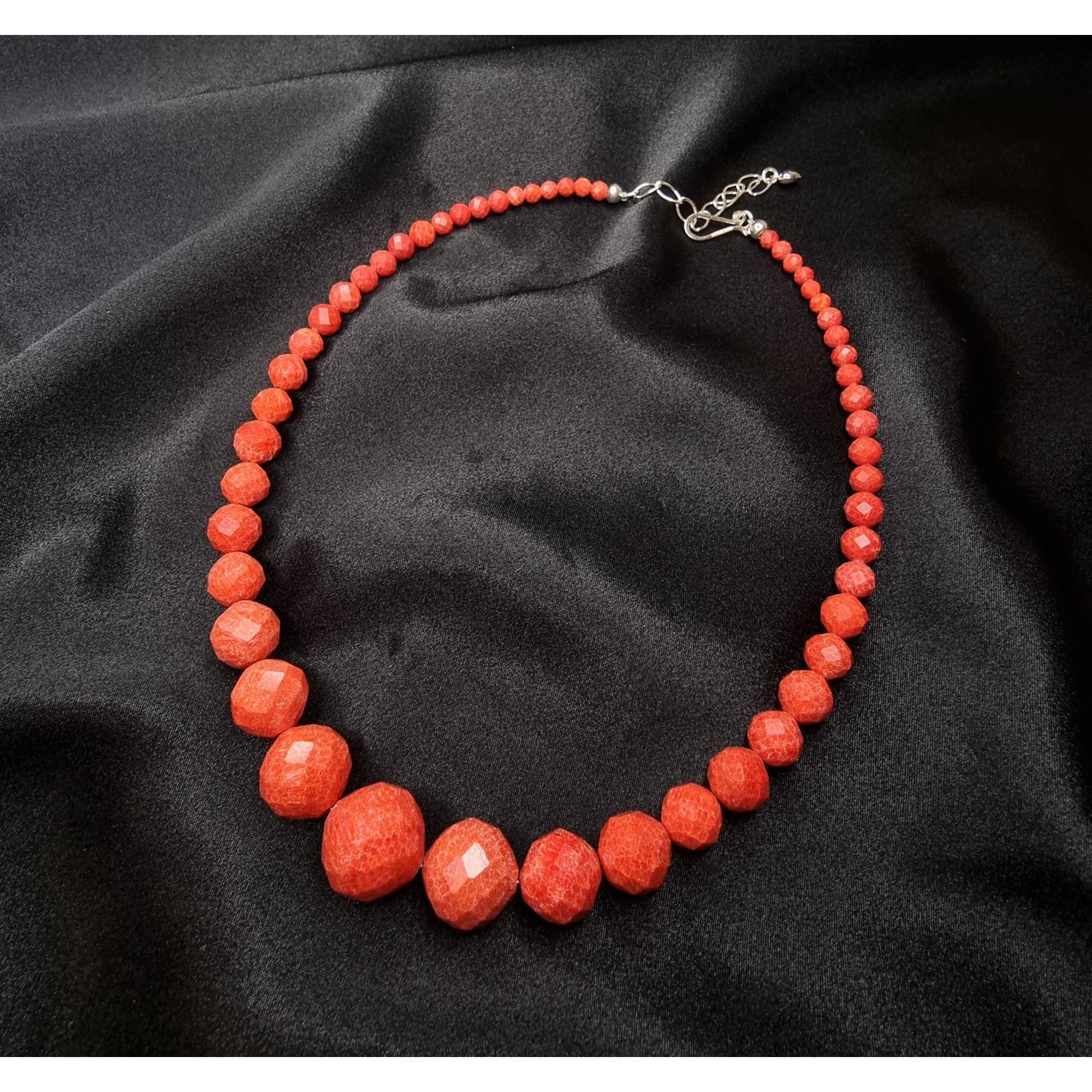 Vintage Jay King Real Coral Sterling Silver 925 Necklace With Gradua Size ONE SIZE - 2 Thumbnail