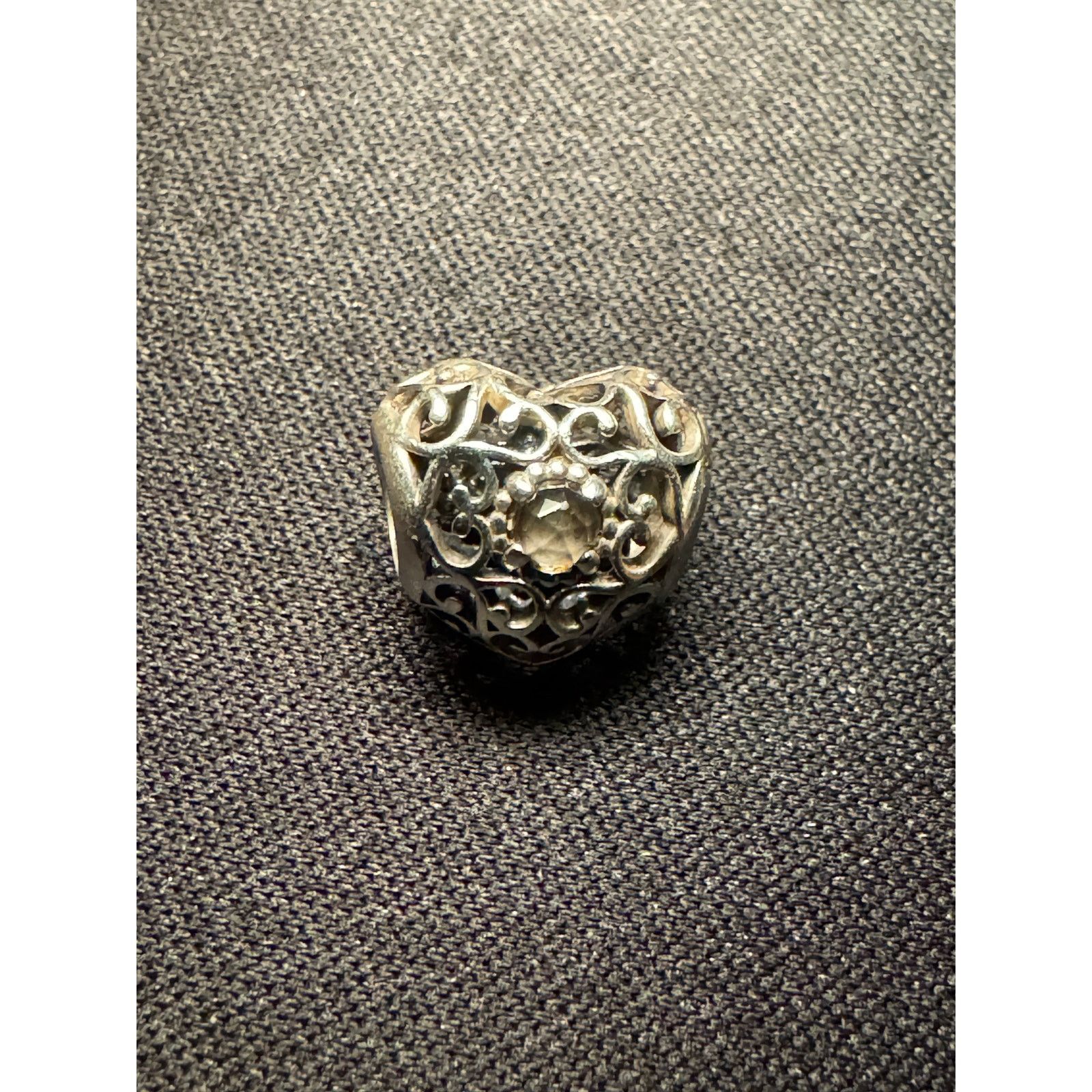 pandora 925 Sterling ALE Pandora Heart Charm 2 Crystals Size ONE SIZE - 2 Thumbnail