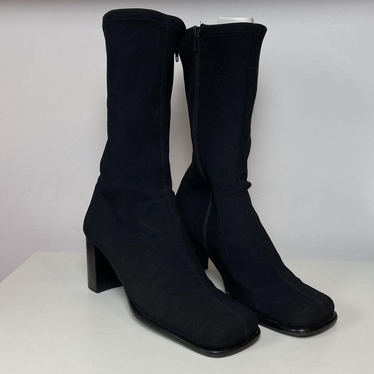 Japanese Brand Square toe avant garde fabric high shadow boots Size US 10.5 / IT 40.5 - 1 Thumbnail