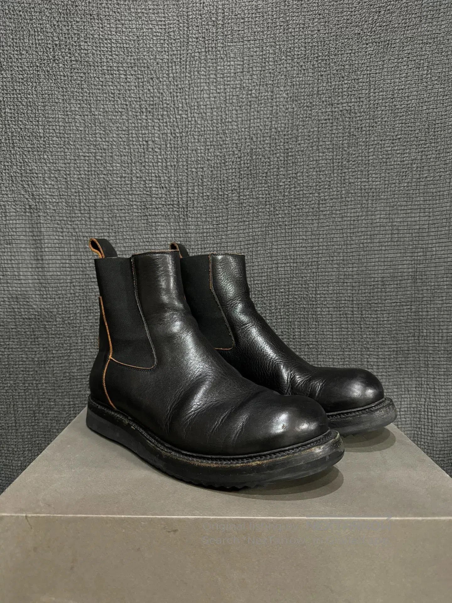 Rick Owens black leather chelsea boots by rick owens. Size US 10 / EU 43 - 3 Thumbnail