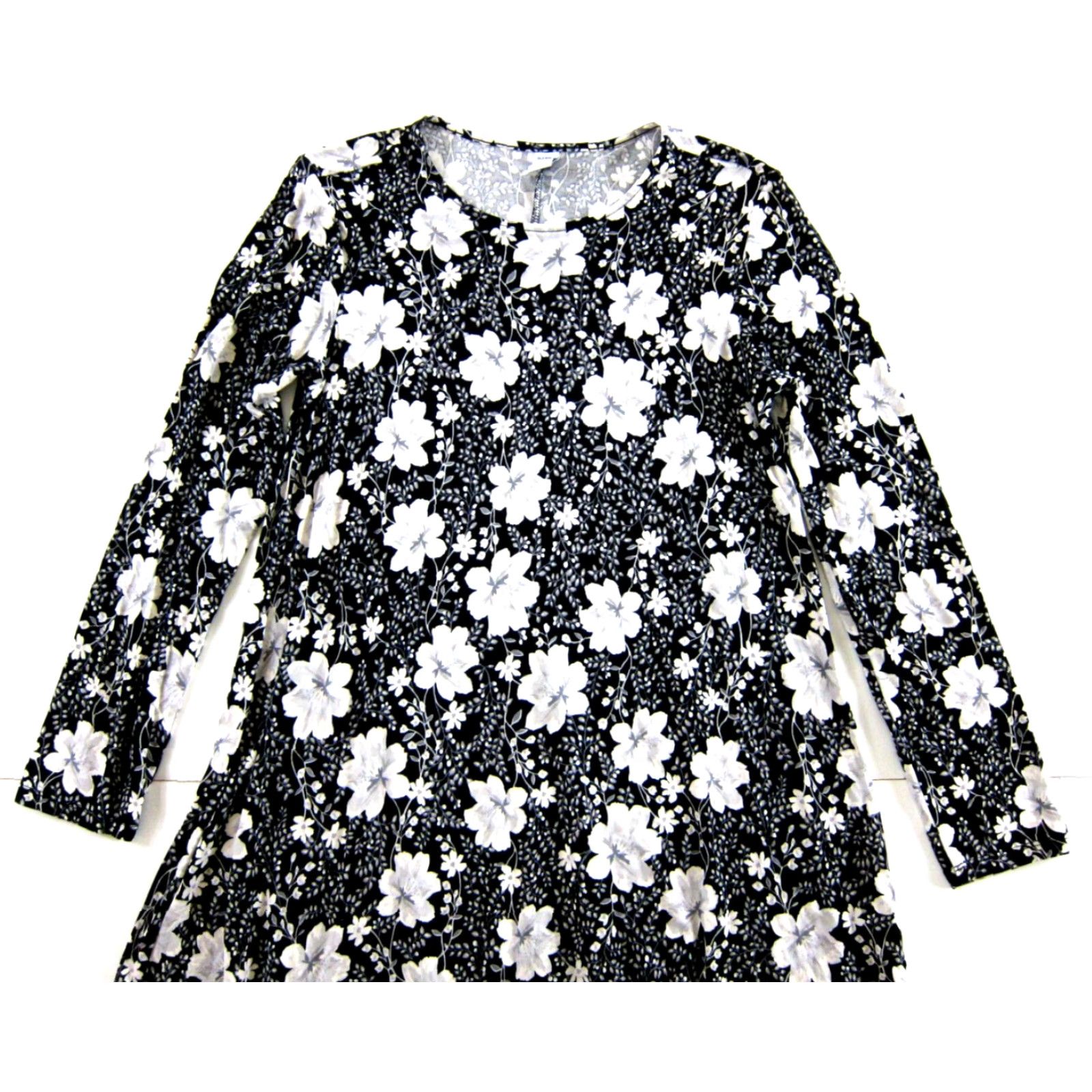 Old Navy Old Navy Dress Shirt S Womens Jersey Maxi Shift Tunic Floral Black Grey White Long Sleeve Size S / US 4 / IT 40 - 4 Thumbnail