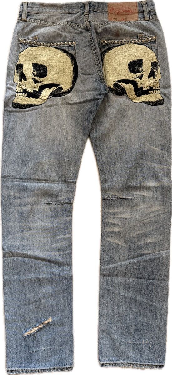Ed Hardy Vintage Double Skull Rhinestone Ed Hardy Jeans Size US 32 / EU 48 - 2 Thumbnail