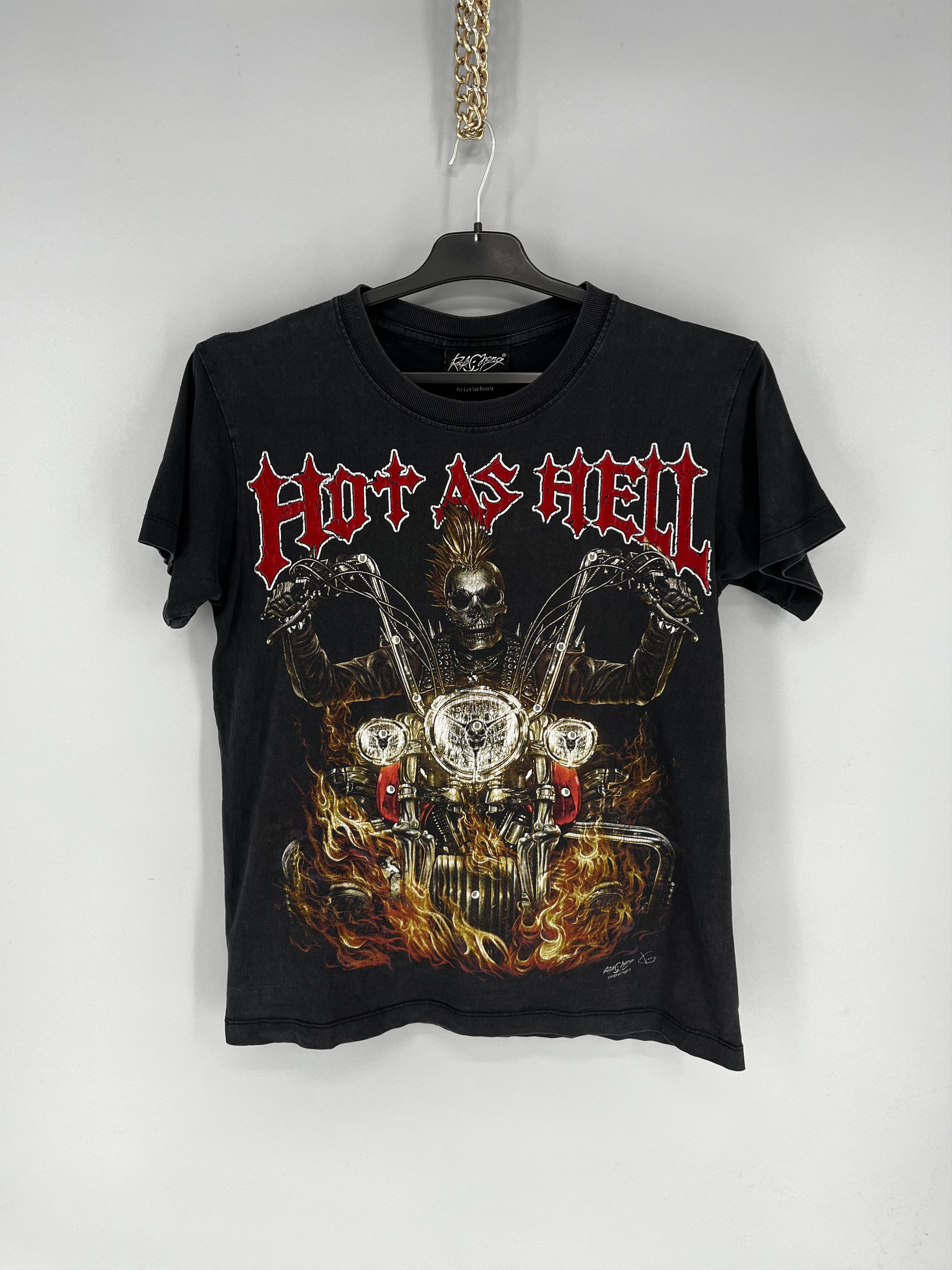 Band Tees Rock Chang Hot as Hell Vintage Skull Ghost Rider Tee Size US S / EU 44-46 / 1 - 1 Thumbnail
